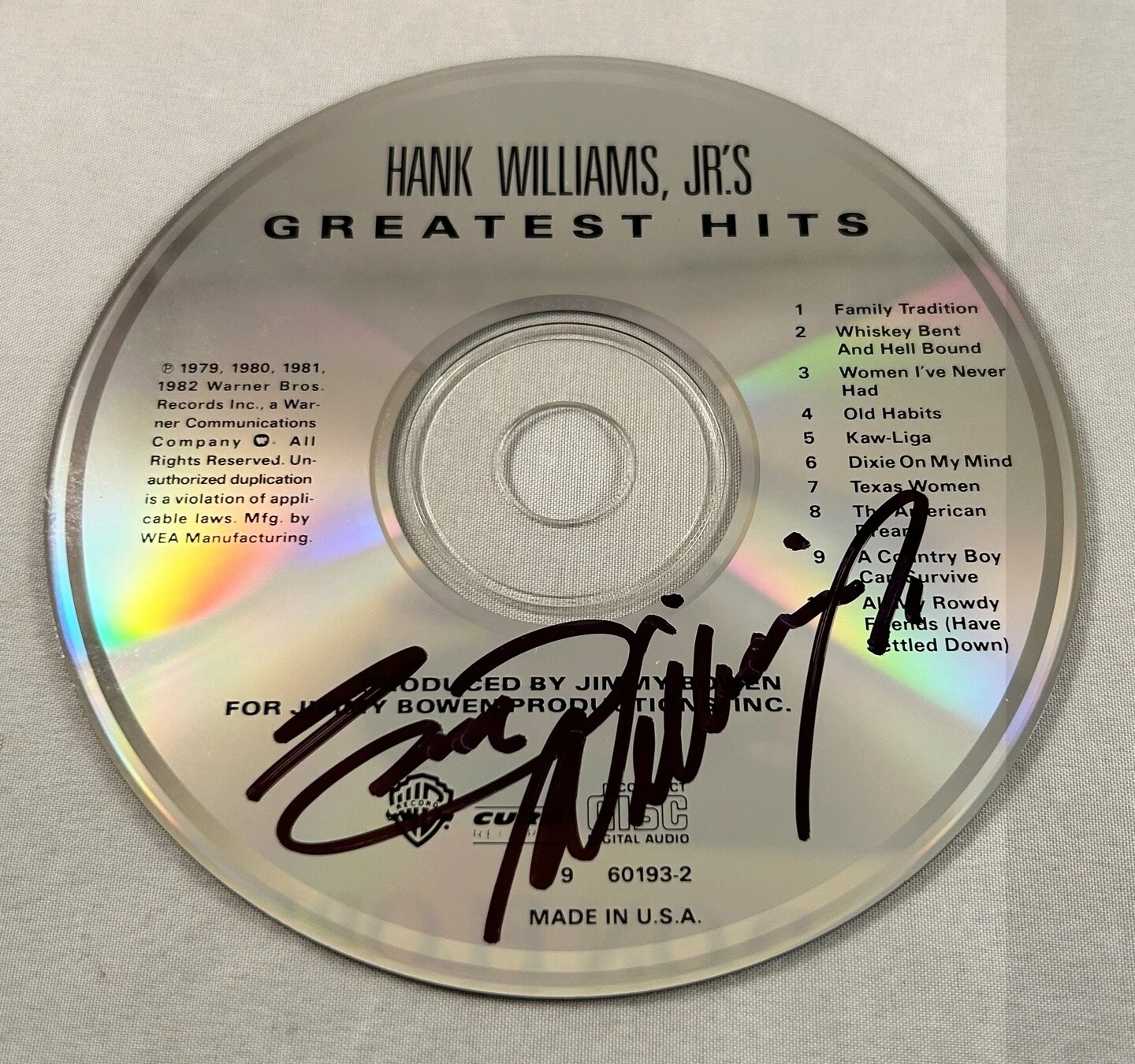 Country Singer Hank Williams Jr Signed CD 2 COA
