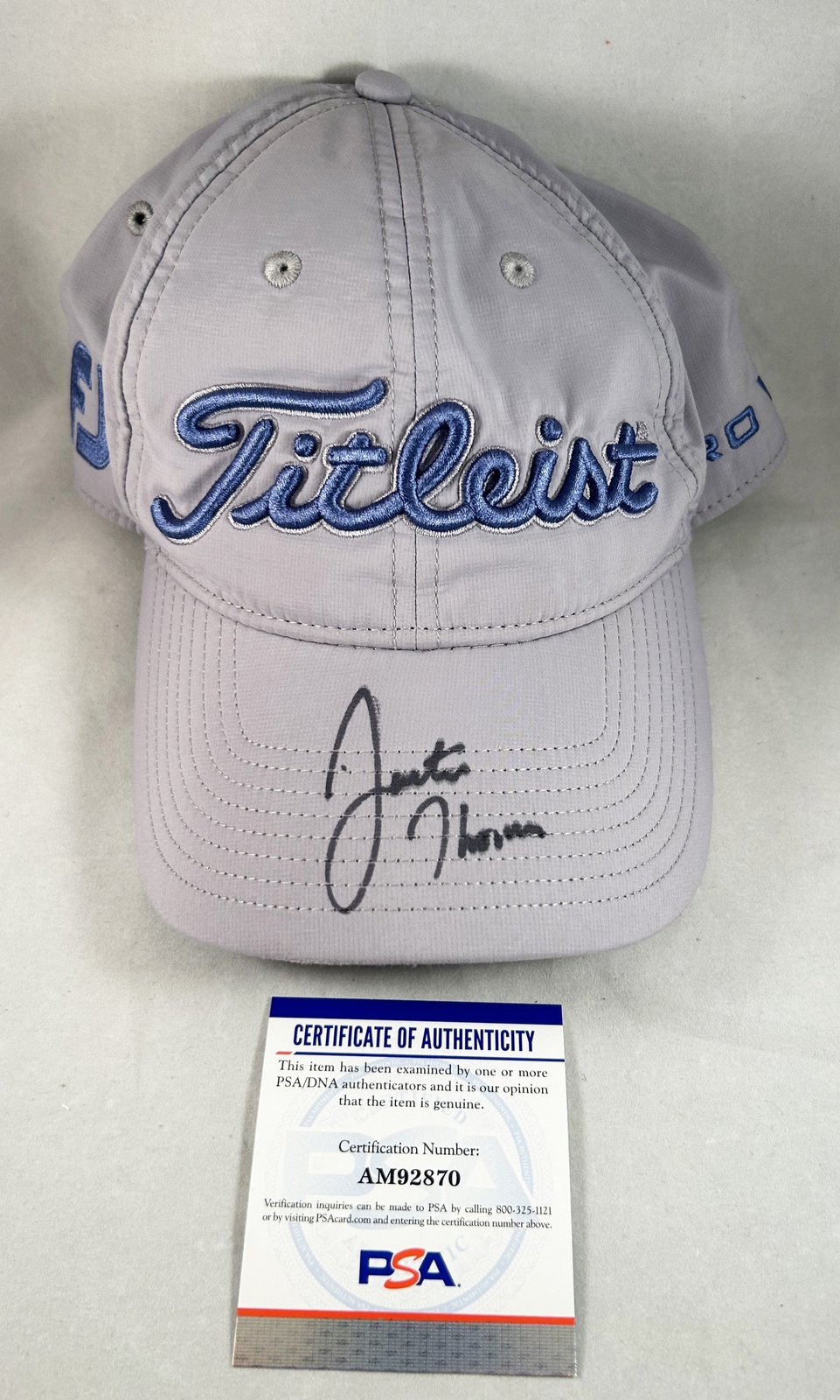 Justin Thomas Signed Hat Titleist PSA/DNA COA
