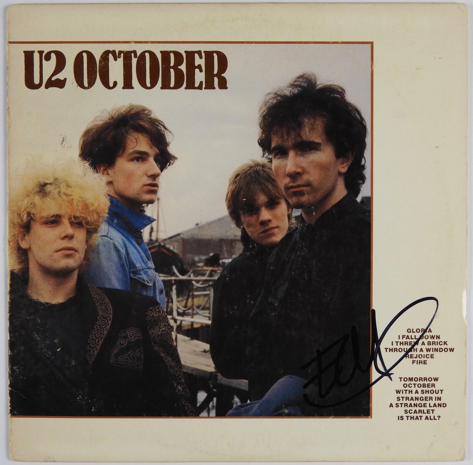 U2 EDGE SIGNED AUTOGRAPH RECORD VINYL ALBUM JSA OCTOBER COLLECTIBLE MEMORABILIA
