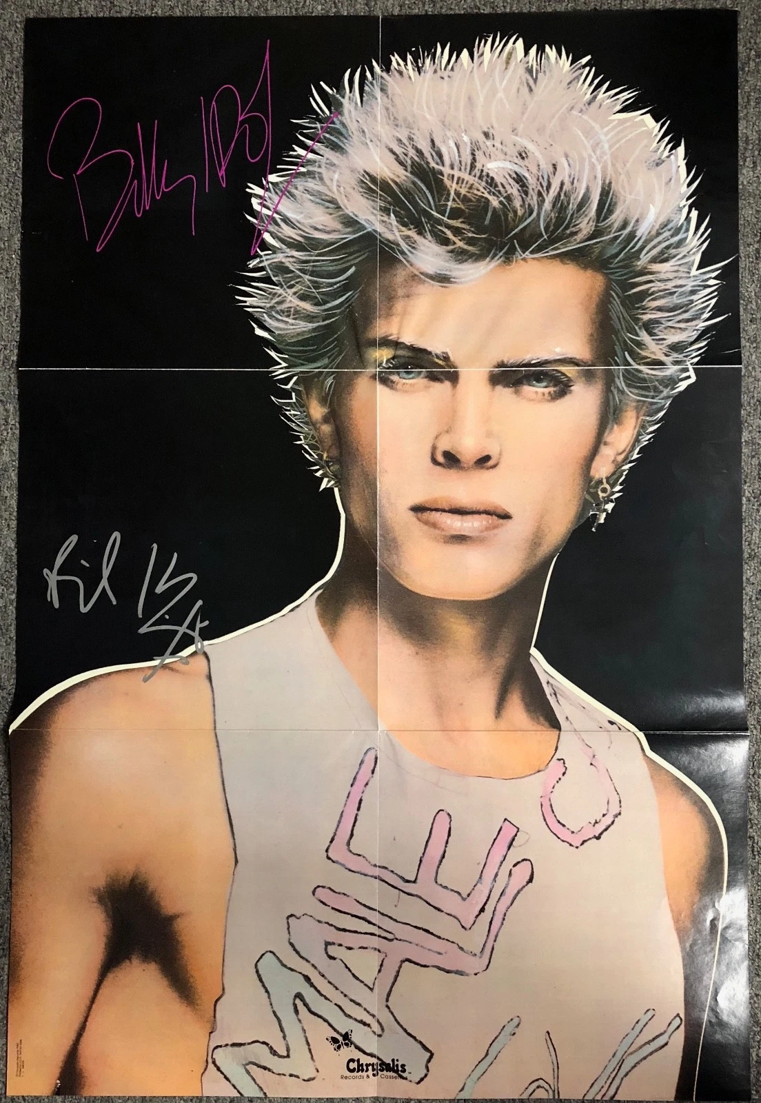 Billy Idol Poster JSA Signed Autograph Record Album Don't Stop Poster
