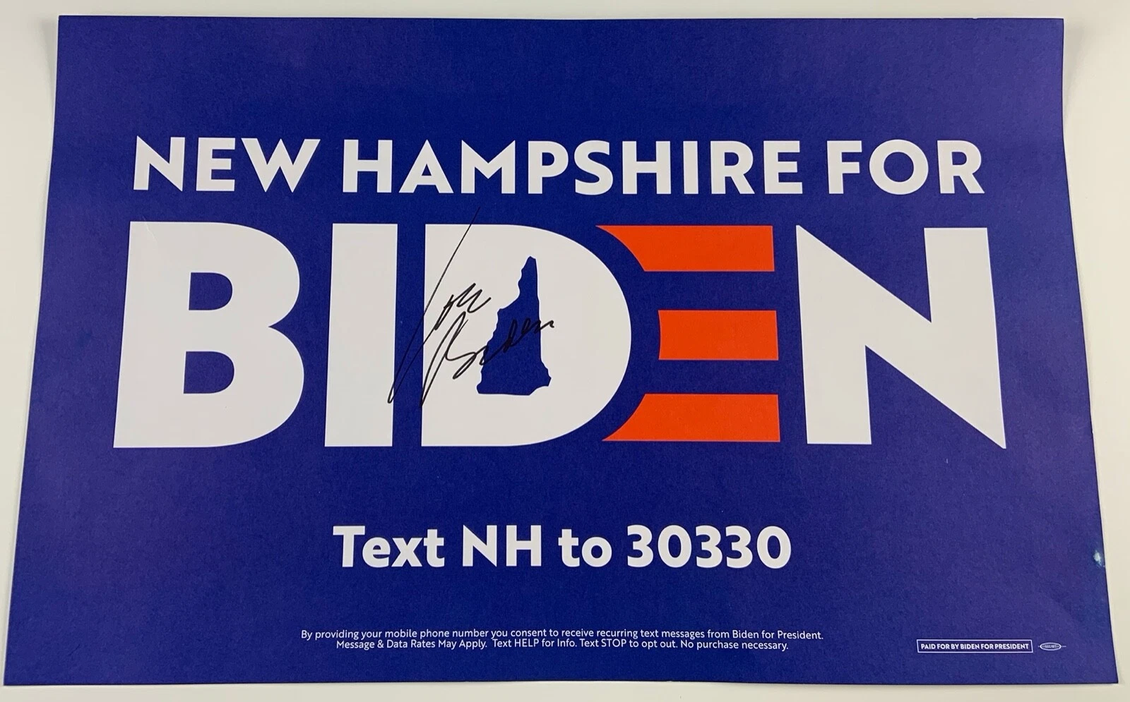 Joe Biden 46th President JSA Autograph Signed Campaign Sign

