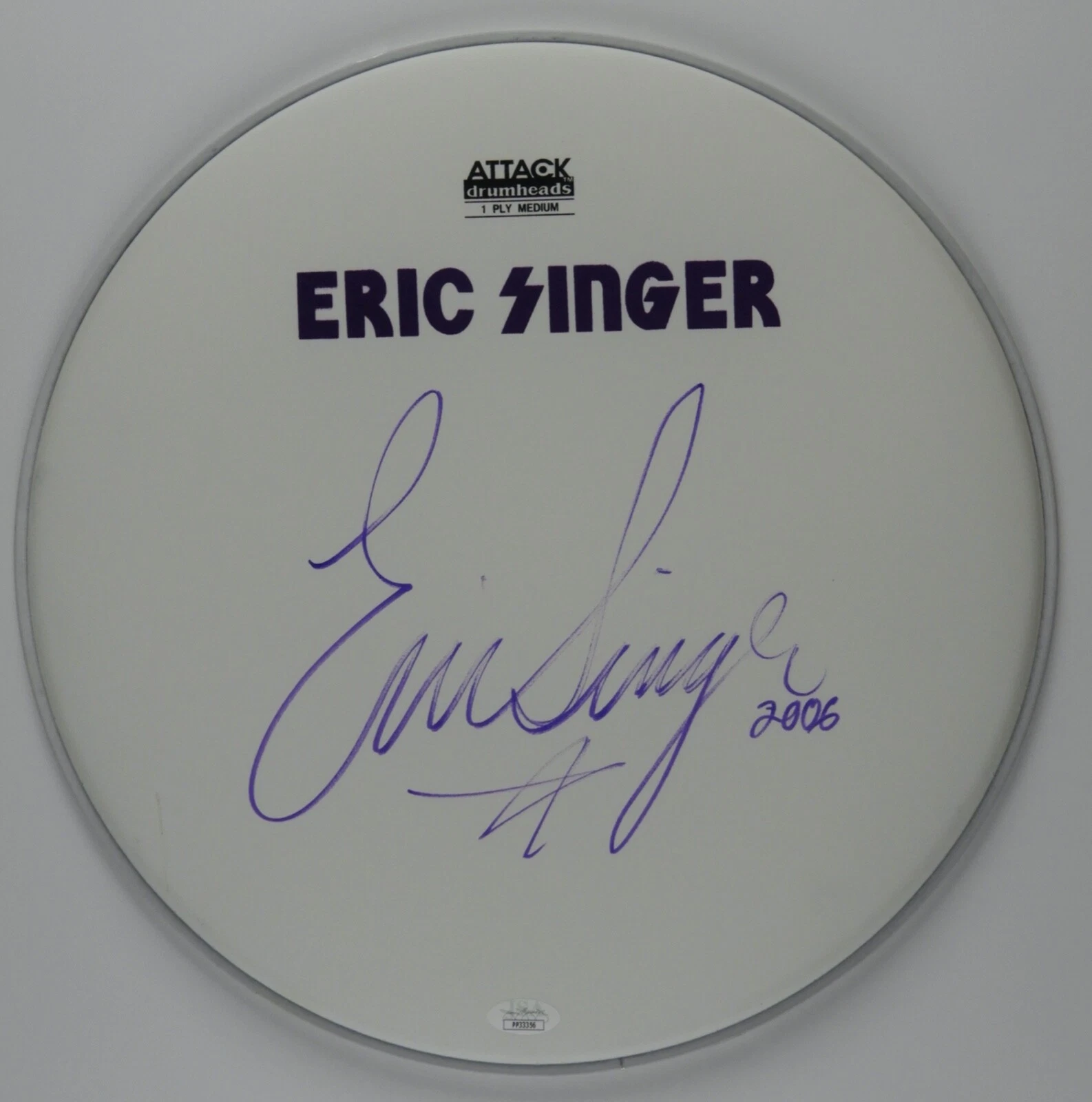 Eric Singer KISS Autograph Signed Drum Head JSA COA 13