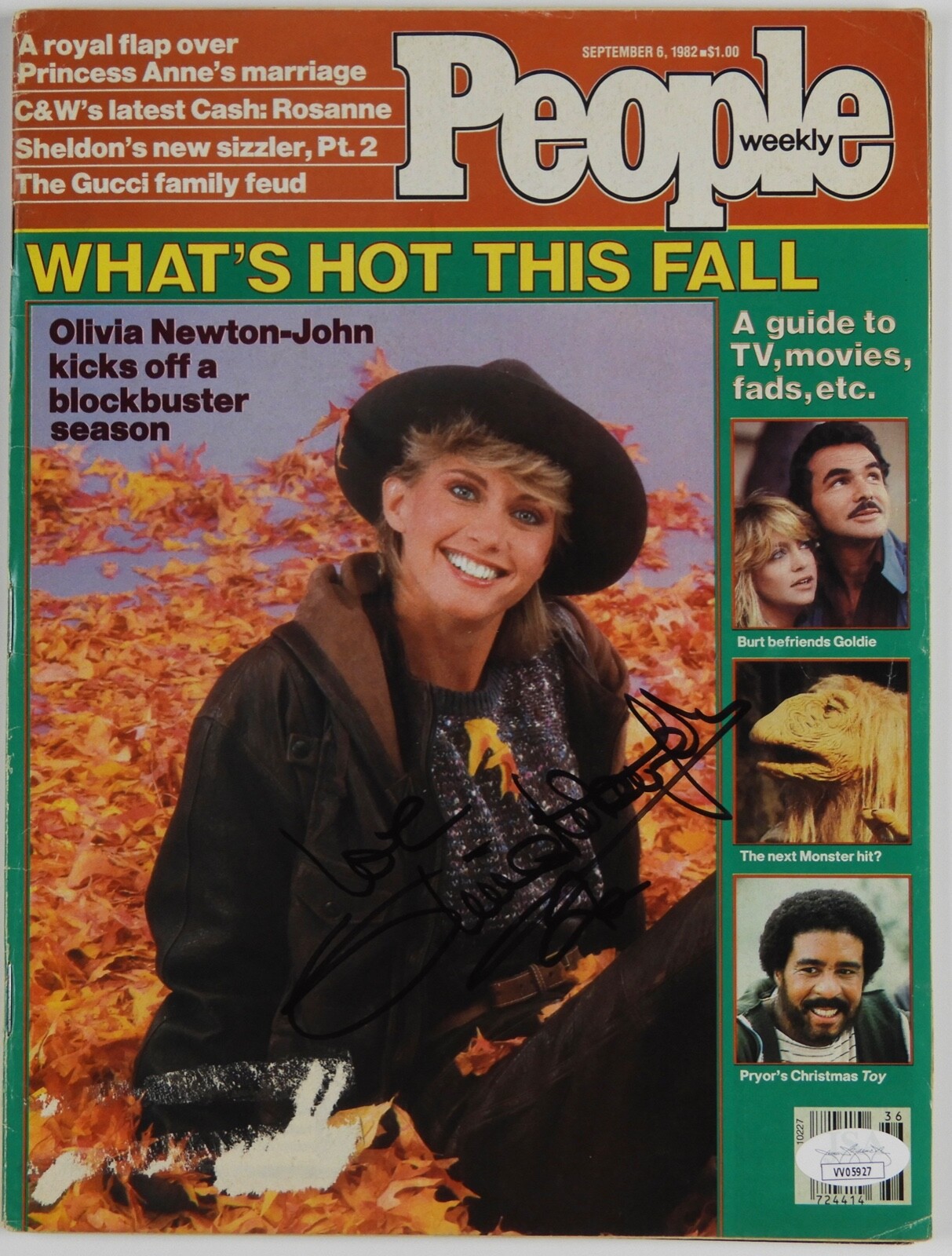 Olivia Newton-John JSA Autograph Signed People Magazine 1982
