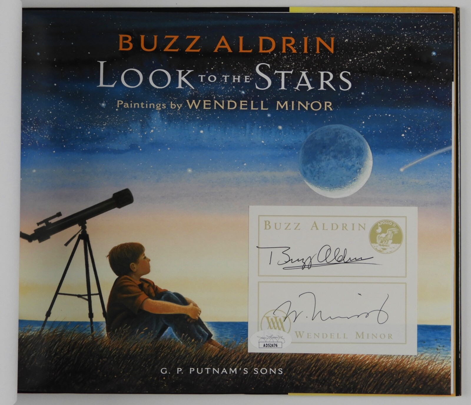 Buzz Aldrin Autograph Signed Book JSA Wendell Minor Look To The Stars

