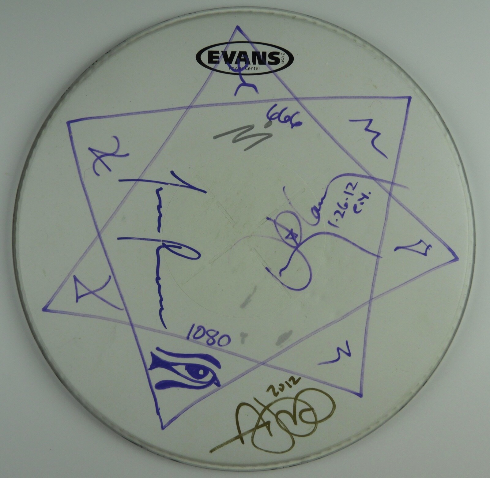 TOOL AUTOGRAPH SIGNED DRUM HEAD REAL COA 13″ FULLY SIGNED STAGE USED COLLECTIBLE MEMORABILIA