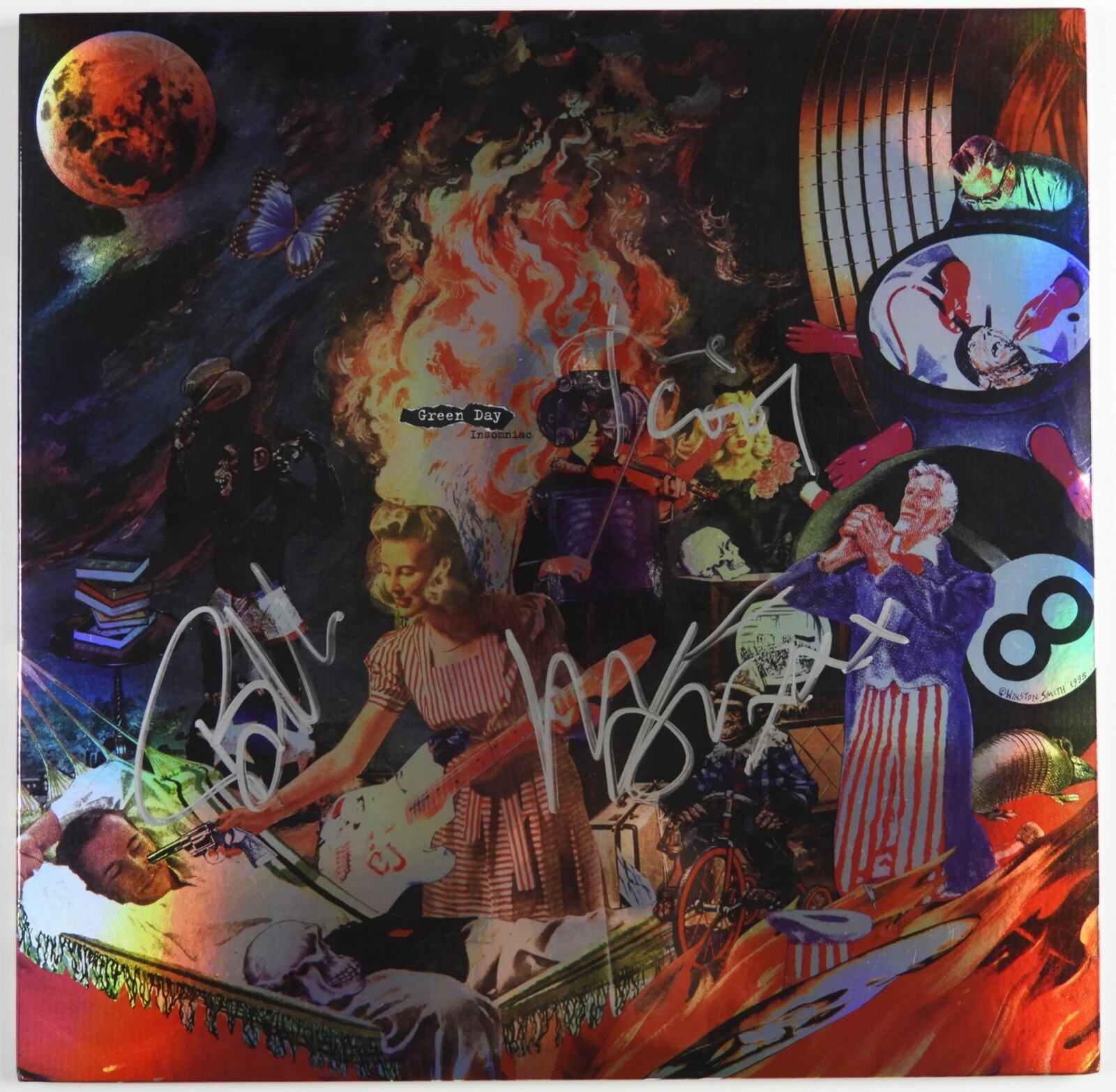 Green Day JSA Fully Signed Autograph Album Record Vinyl Billie Joe Insomniac
