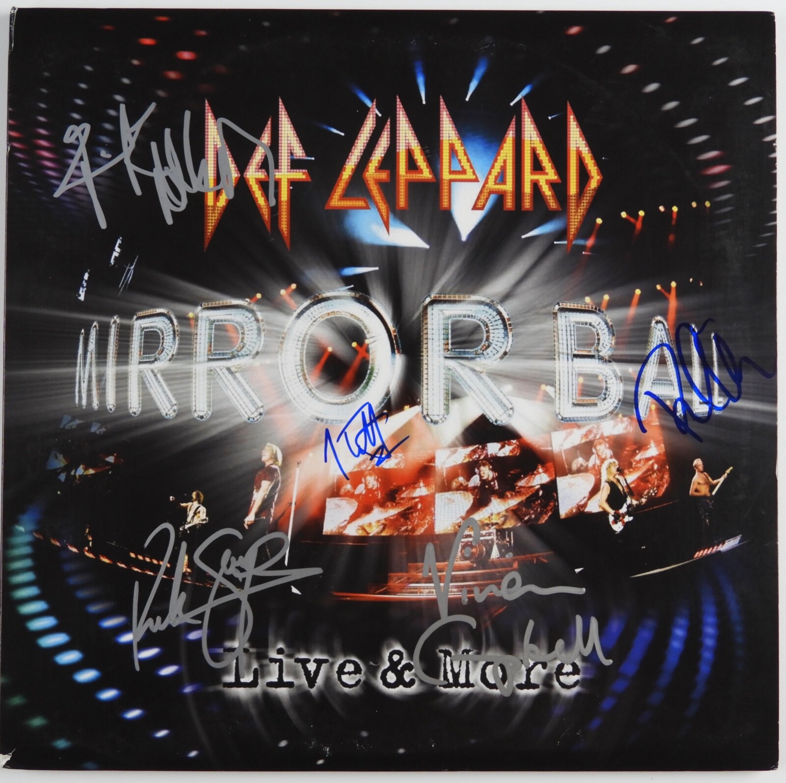 Def Leppard JSA Fully Signed Mirror Ball Live Autograph Album Record Vinyl
