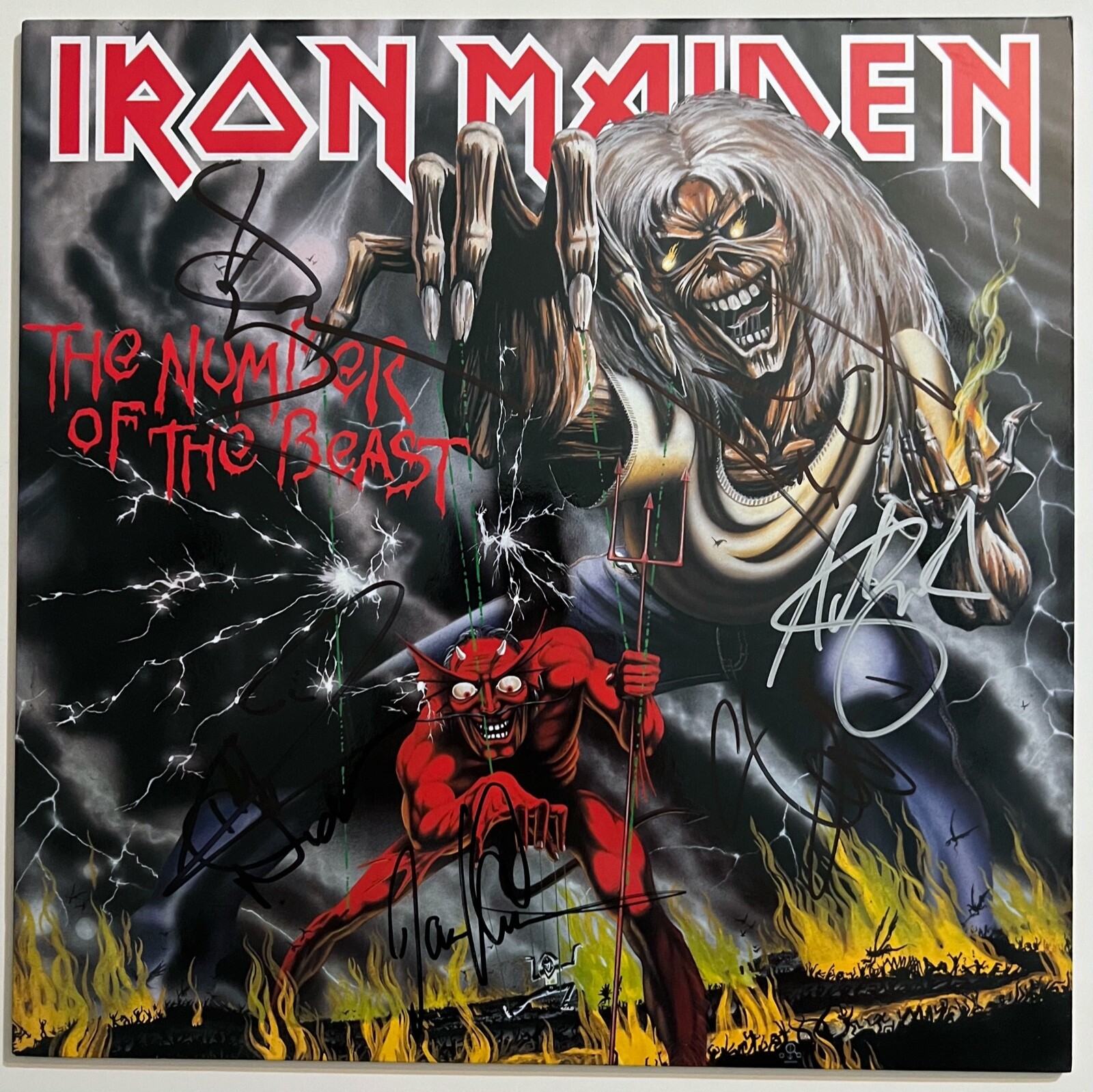 Iron Maiden Autograph Signed Fully Number Of The Beast Epperson REAL 6 sigs
