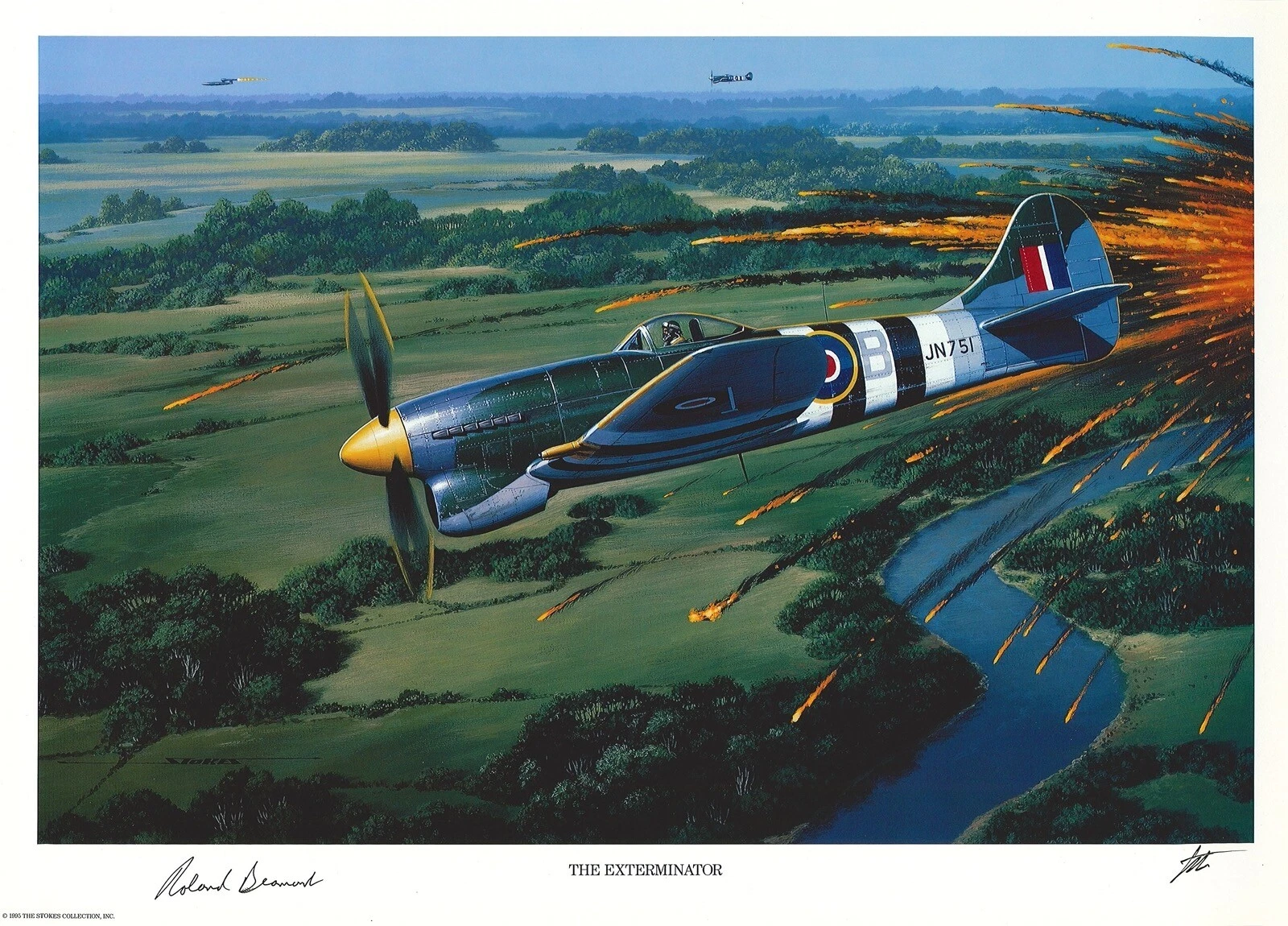 ROLAND BEAMONT SIGNED THE EXTERMINATOR PRINT STAN STOKES (D) WWII ACE
