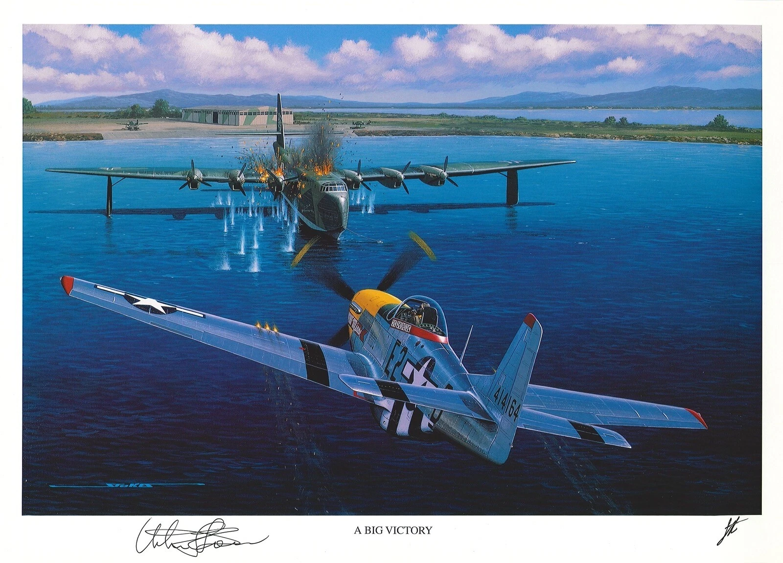 URBAN DREW SIGNED A BIG VICTORY PRINT STAN STOKES (D) WWII ACE
