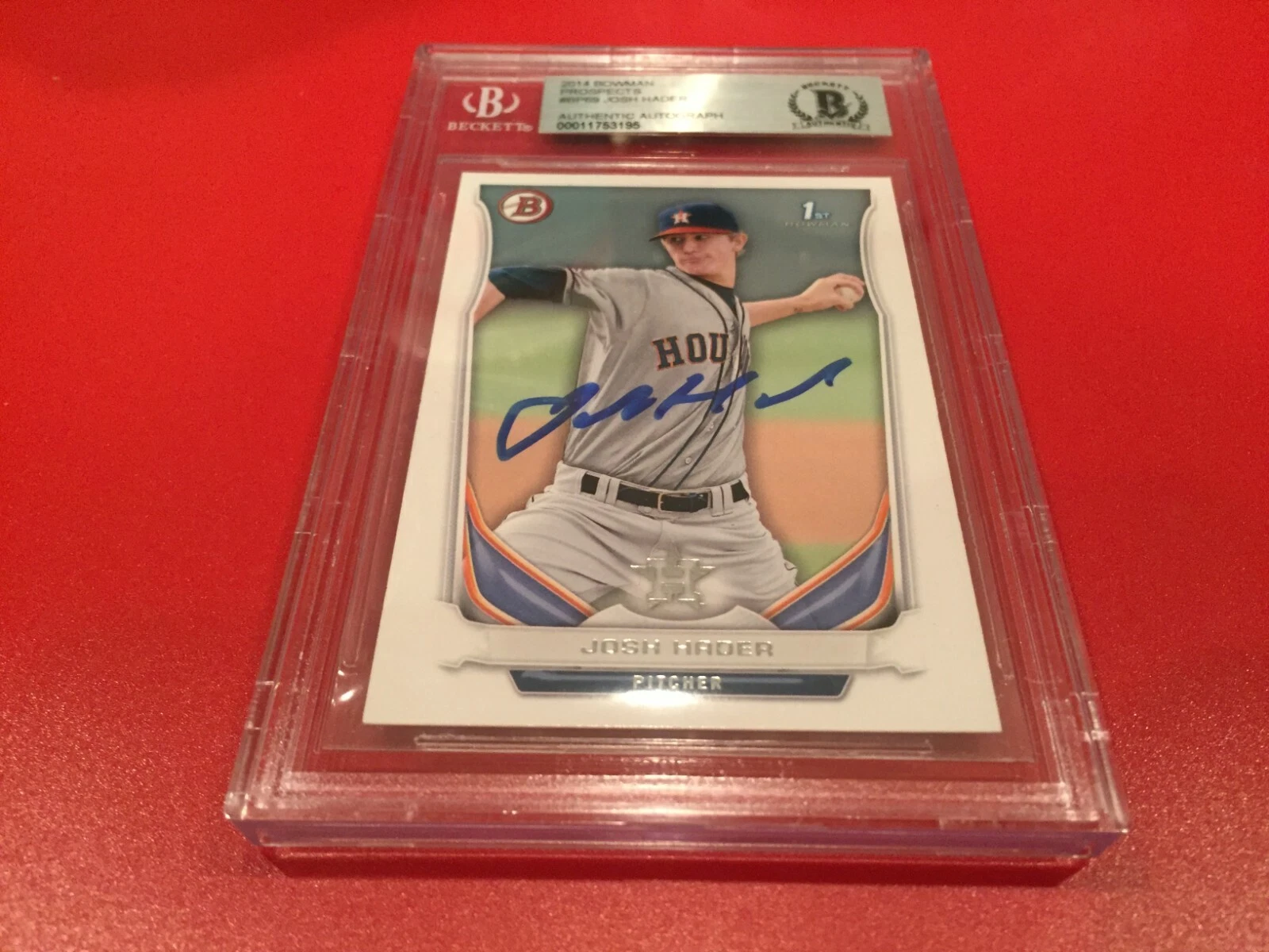 Josh Hader 2014 Bowman Prospects Rookie Signed Auto Beckett BAS Slabbed
