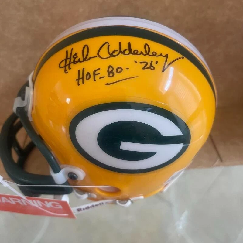 HERB ADDERLEY PACKERS HOF 80 #26 SIGNED AUTO MINI HELMET BECKETT AUTH
