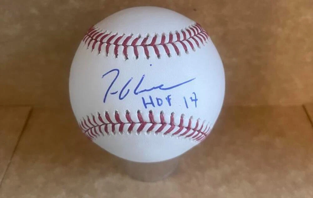 TOM GLAVE HOF 14 SIGNED AUTO M.L. BASEBALL BECKETT AUTH
