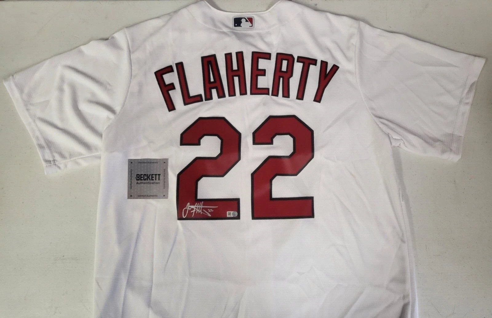 JACK FLAHERTY #22 ST LOUIS CARDINALS SIGNED AUTOGRAPHED JERSEY SIZE XL BECKETT
