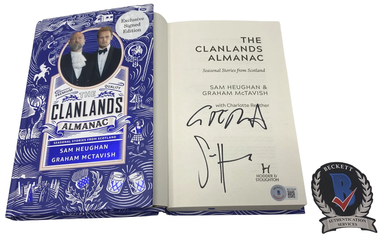 Sam Heughan Graham McTavish Outlander Signed Clanlands Almanac Book Beckett COA
