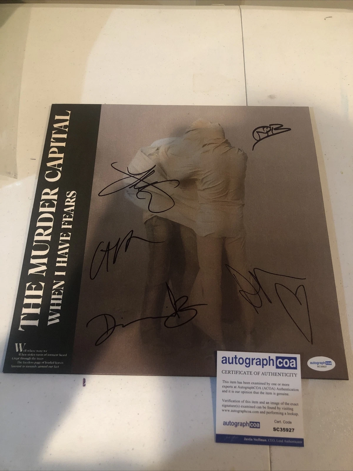THE MURDER CAPITAL SIGNED AUTOGRAPH VINYL ALBUM ACOA WHEN I HAVE FEARS LP
