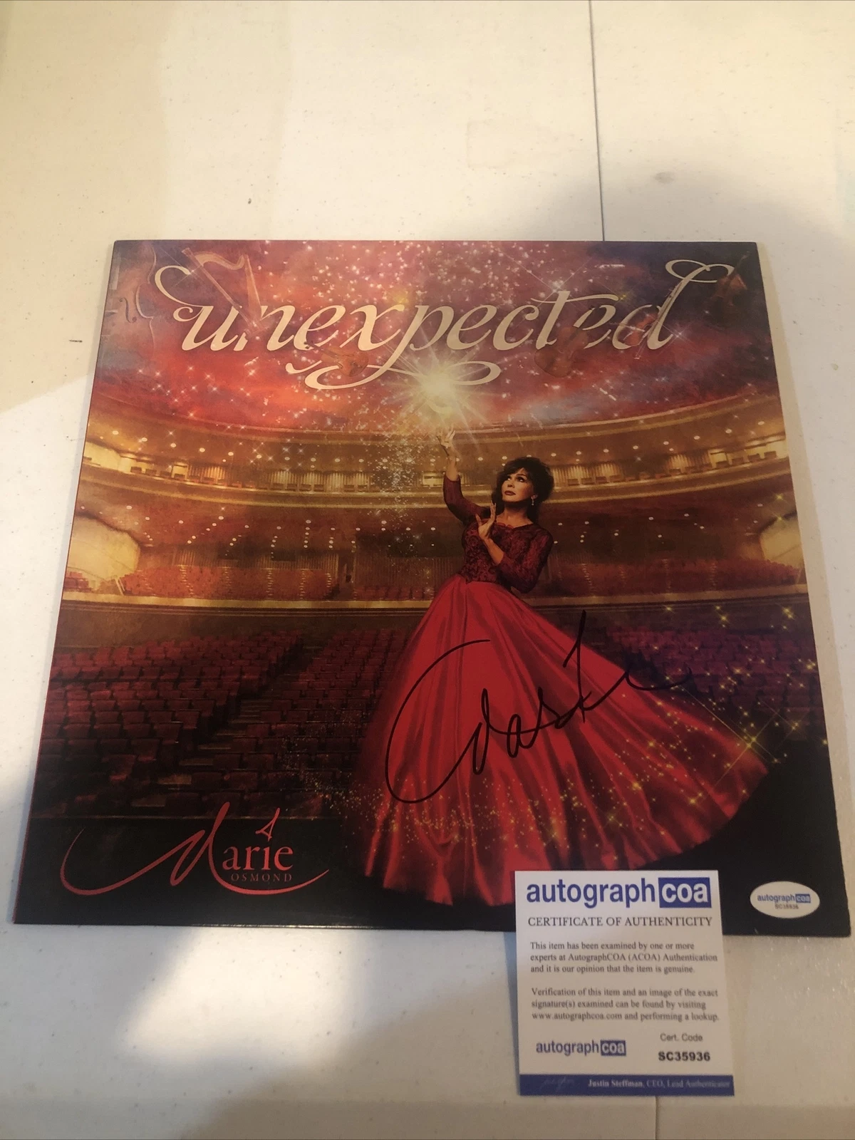 MARIE OSMOND SIGNED AUTOGRAPH VINYL ALBUM ACOA UNEXPECTED RECORD LP
