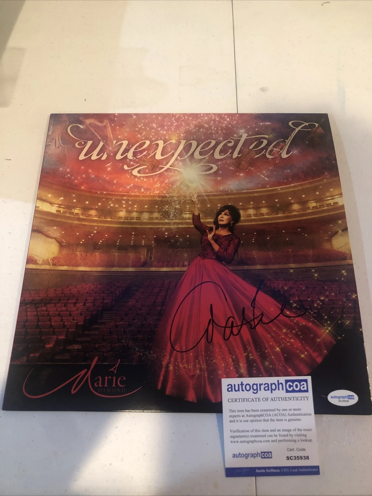 MARIE OSMOND SIGNED AUTOGRAPH VINYL ALBUM ACOA UNEXPECTED RECORD LP
