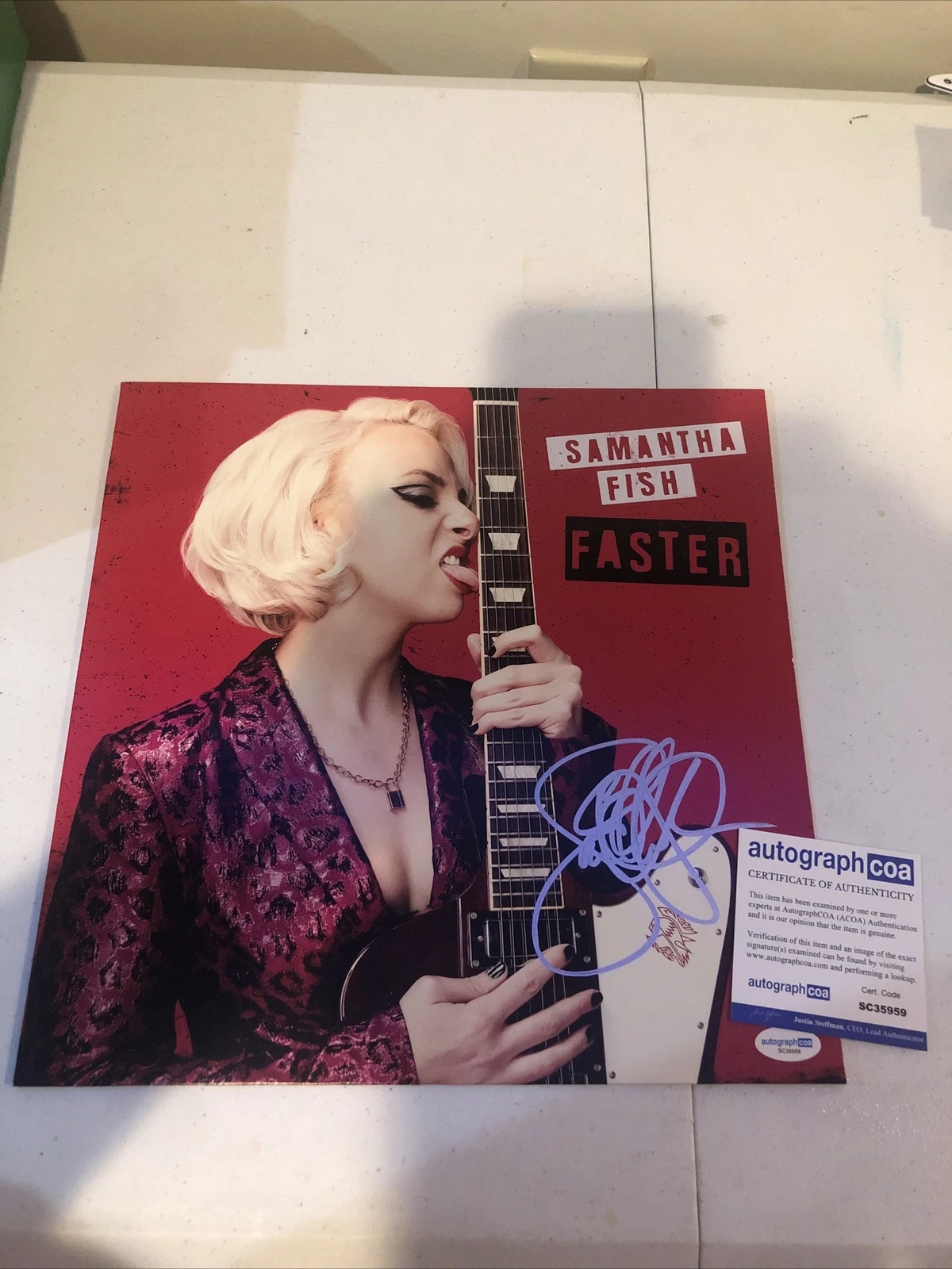 SAMANTHA FISH SIGNED AUTOGRAPH VINYL ALBUM ACOA FASTER RECORD LP GUITAR STAR
