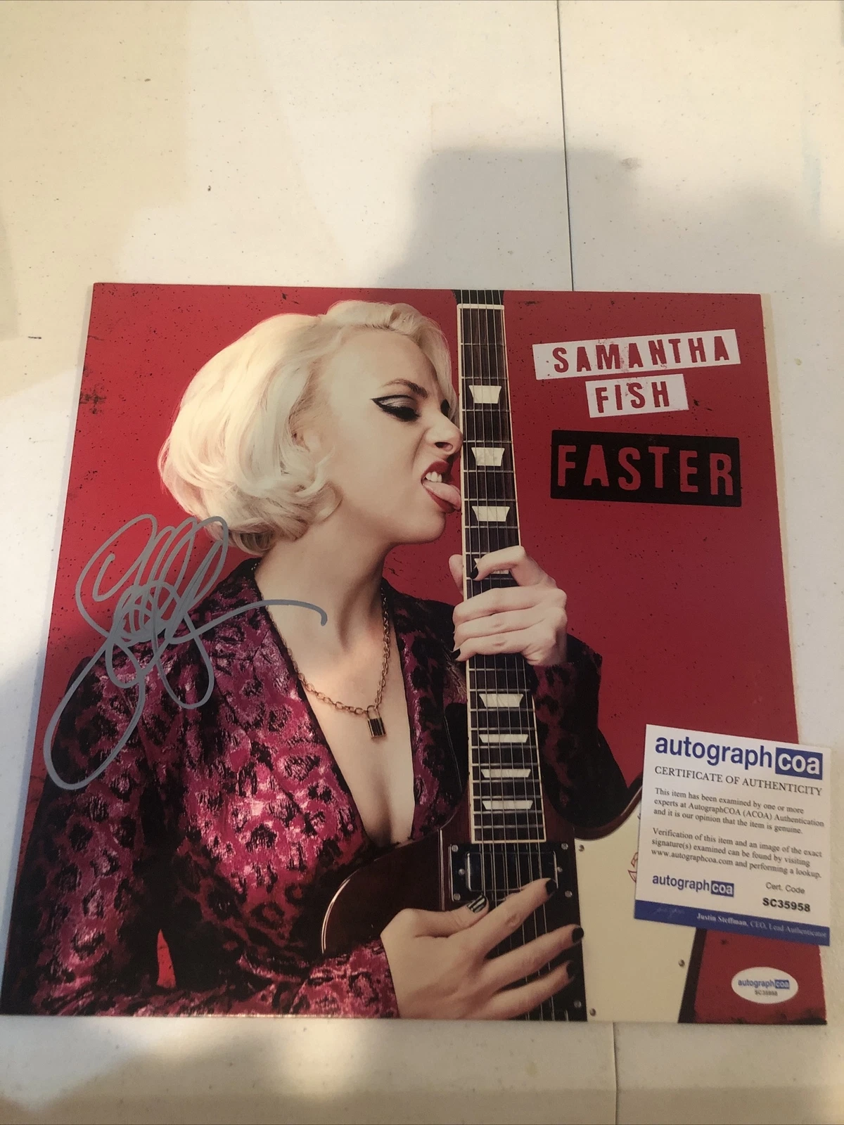 SAMANTHA FISH SIGNED AUTOGRAPH VINYL ALBUM ACOA FASTER RECORD LP GUITAR STAR
