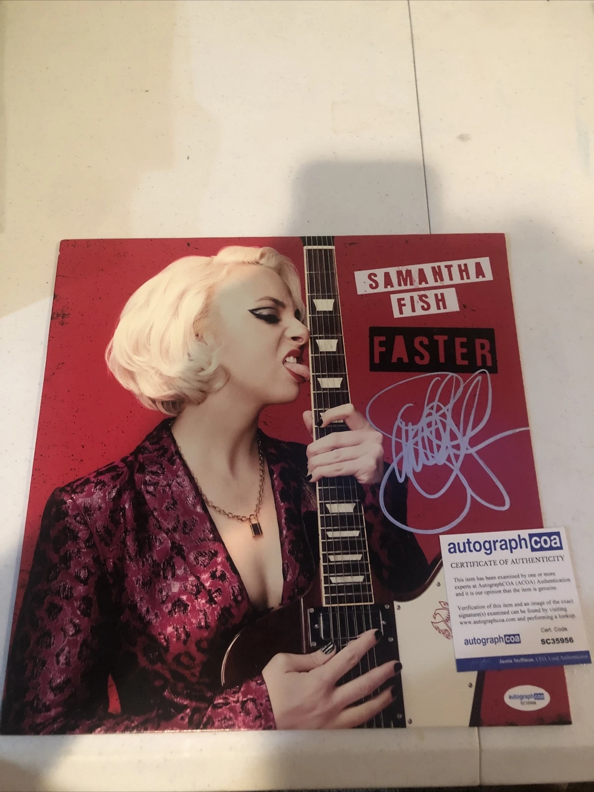 SAMANTHA FISH SIGNED AUTOGRAPH VINYL ALBUM ACOA FASTER RECORD LP GUITAR STAR
