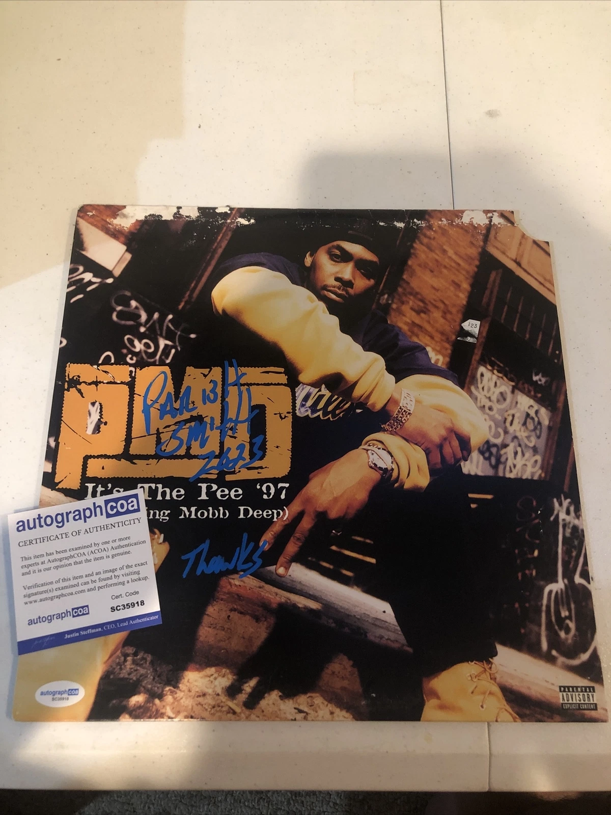 PARISH SMITH PMD EPMD SIGNED AUTOGRAPH VINYL ALBUM ACOA ITS THE PEE MOBB DEEP
