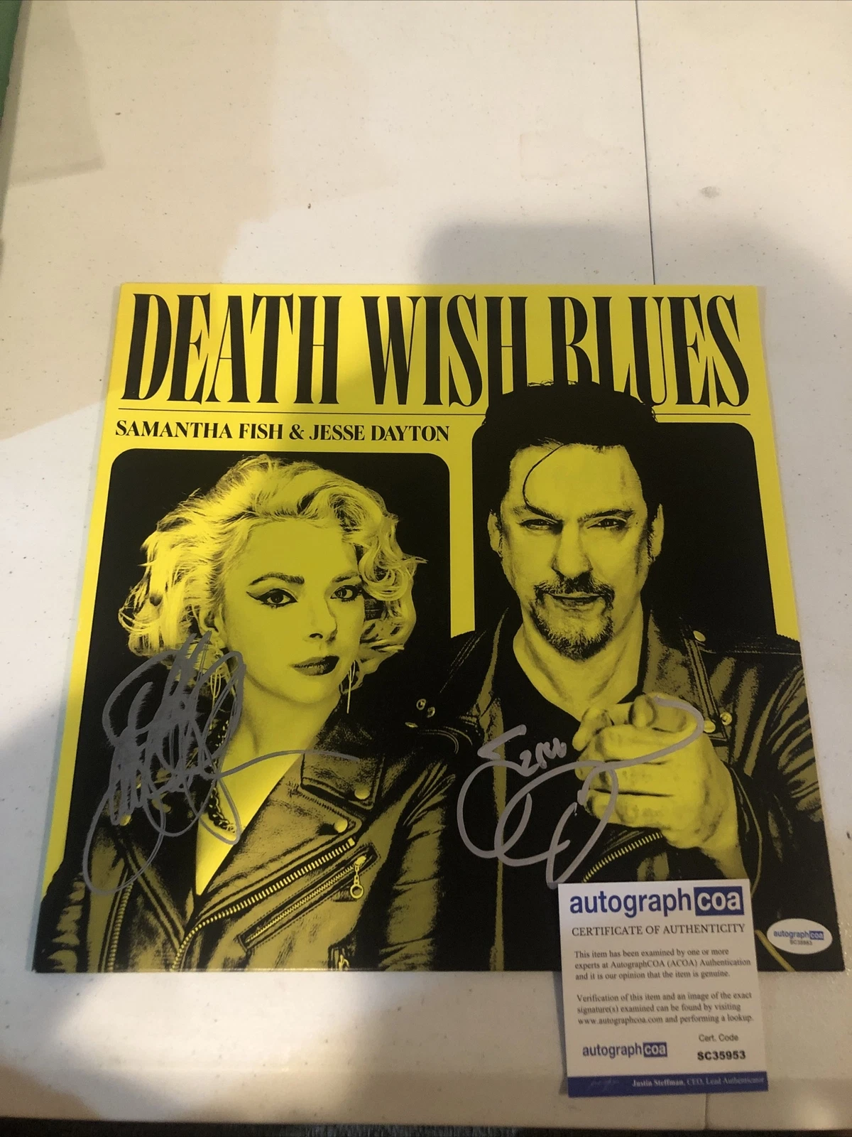 SAMANTHA FISH & JESSE DAYTON SIGNED AUTOGRAPH VINYL ALBUM ACOA DEATH WISH BLUES
