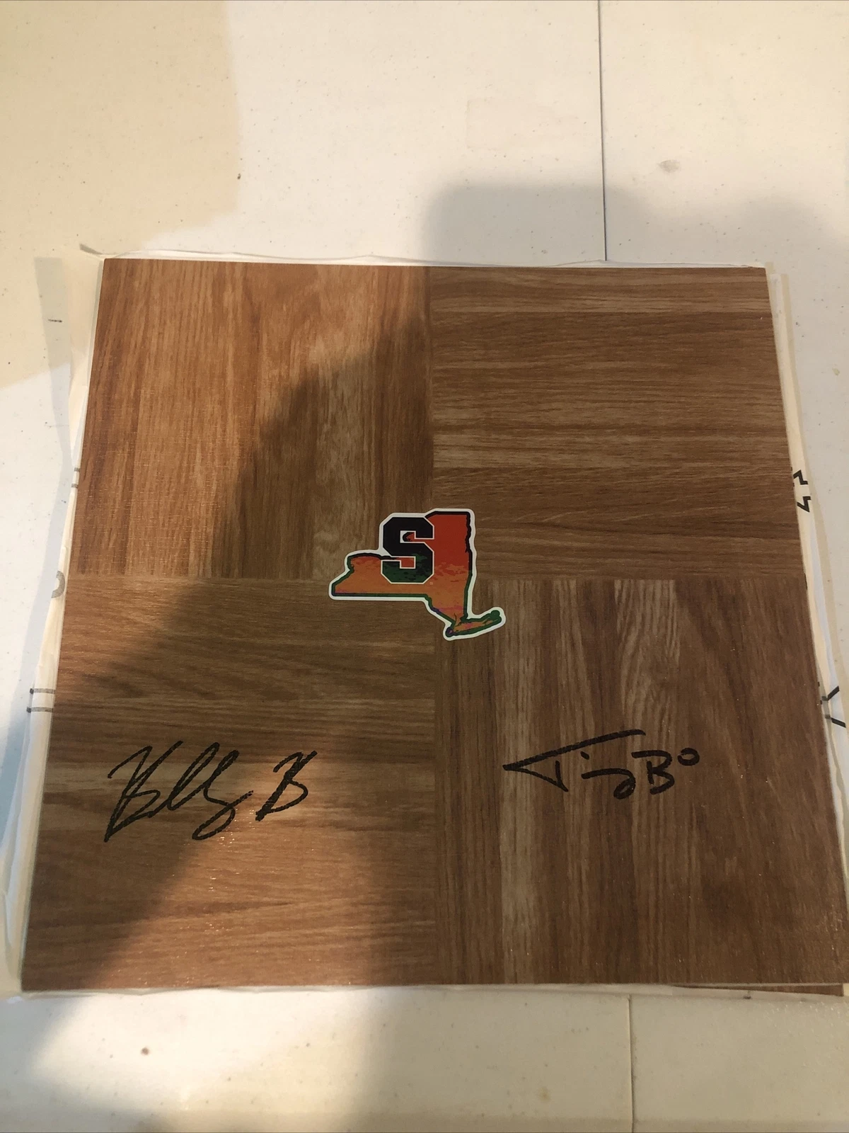 SYRACUSE ORANGE- JIMMY & BUDDY BOEHEIM SIGNED AUTOGRAPH LOGO FLOORBOARD COA CUSE
