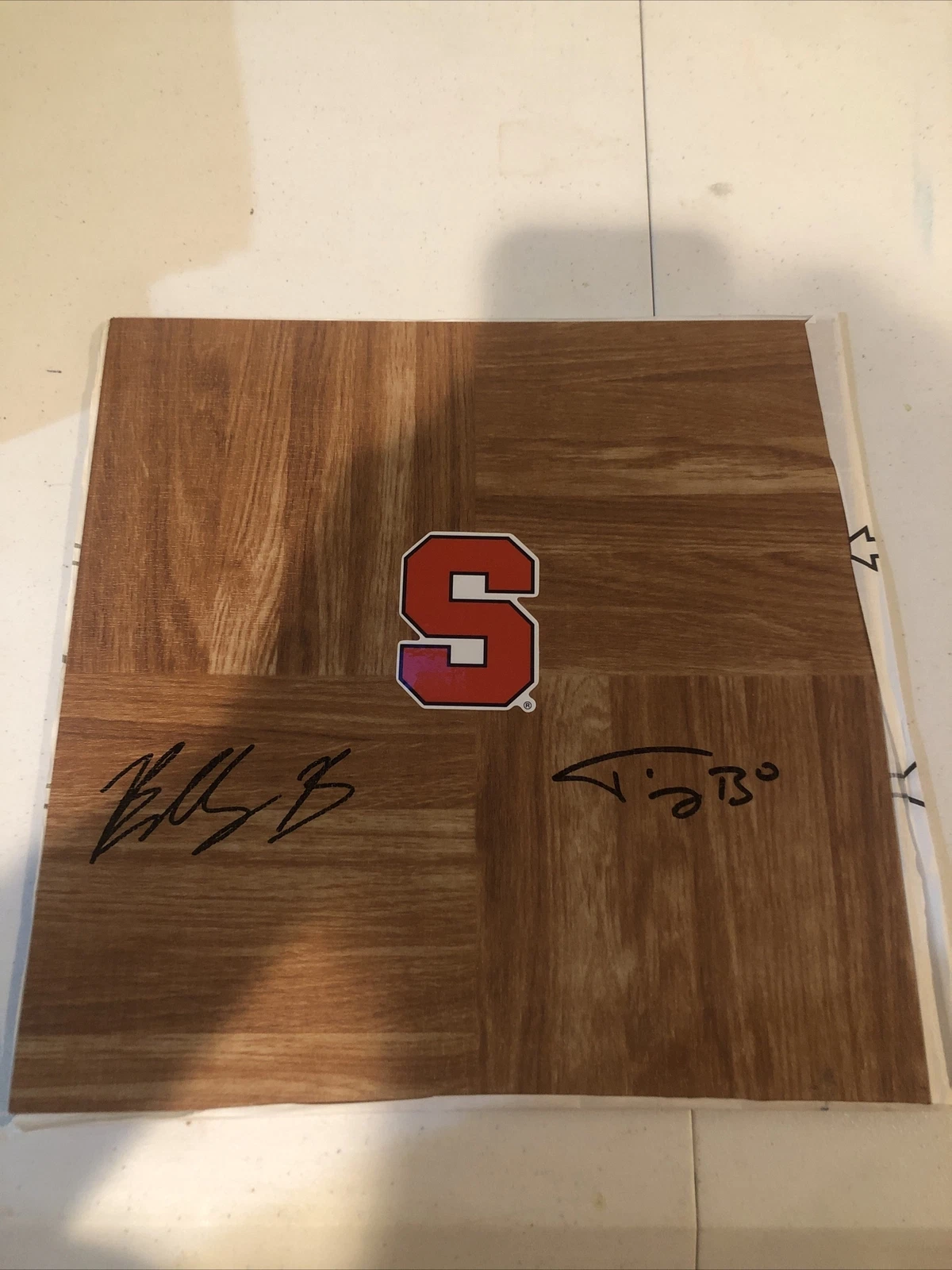 SYRACUSE ORANGE- JIMMY & BUDDY BOEHEIM SIGNED AUTOGRAPH LOGO FLOORBOARD COA CUSE
