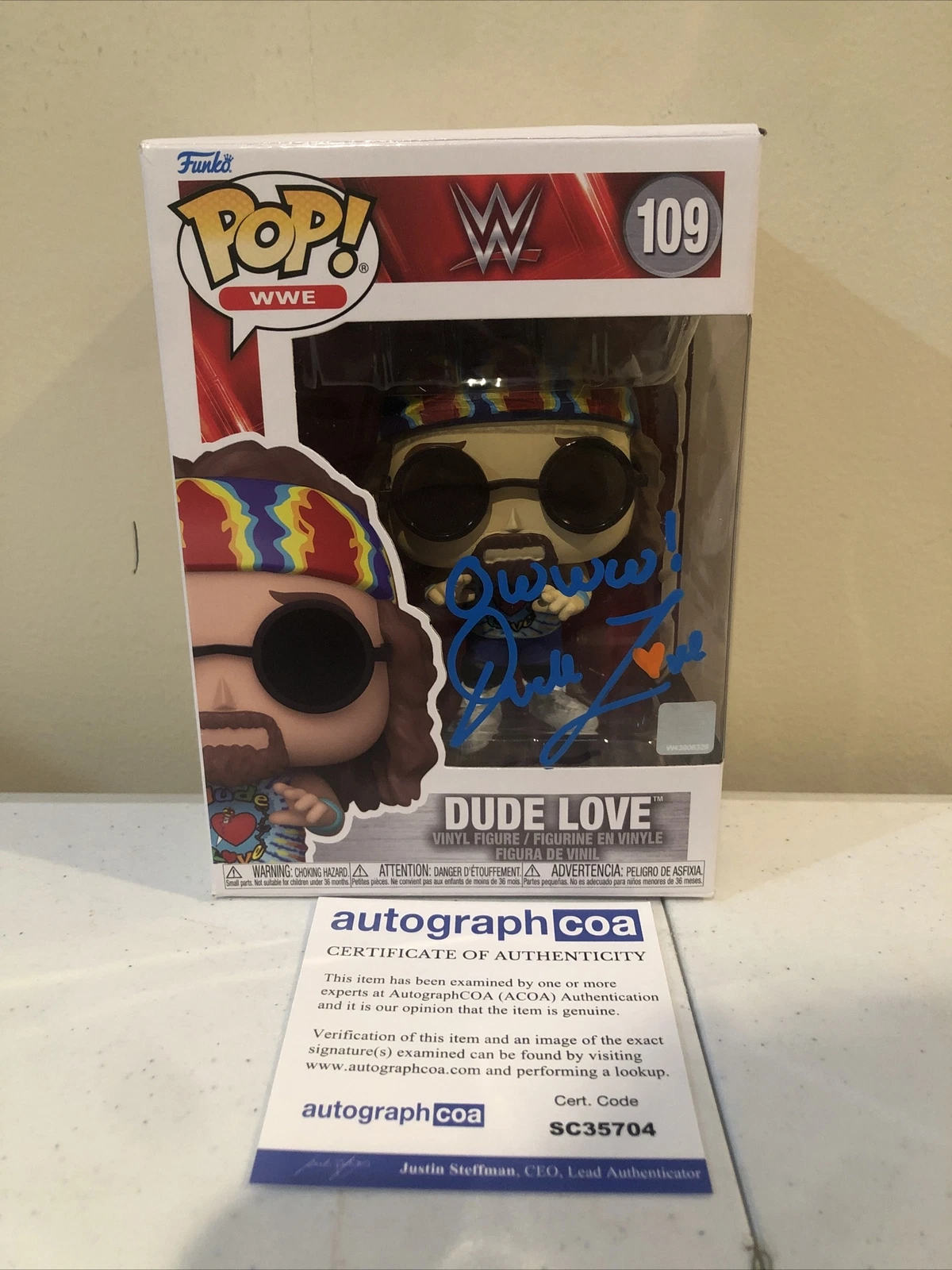 MICK FOLEY SIGNED AUTOGRAPH DUDE LOVE FUNKO POP FIGURE ACOA WWE STAR
