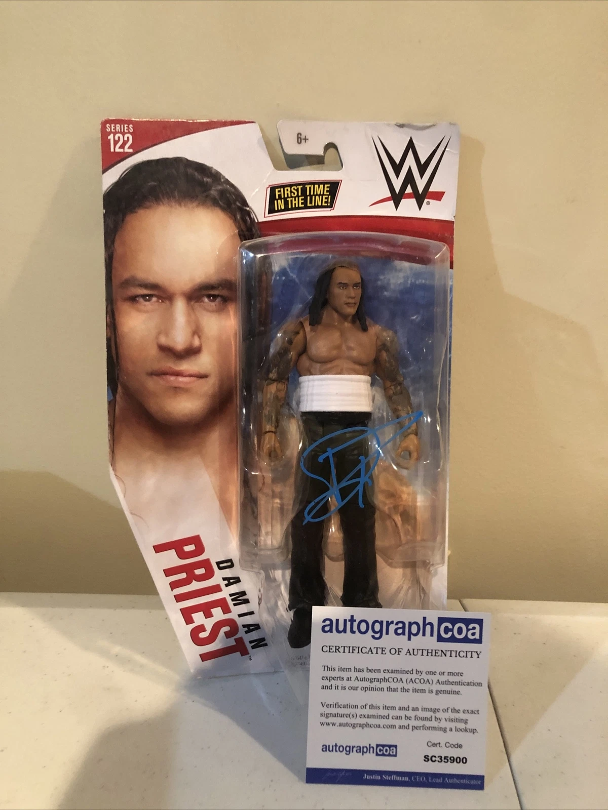 DAMIAN PRIEST SIGNED AUTOGRAPH WWE ACTION FIGURE ACOA SERIES 122
