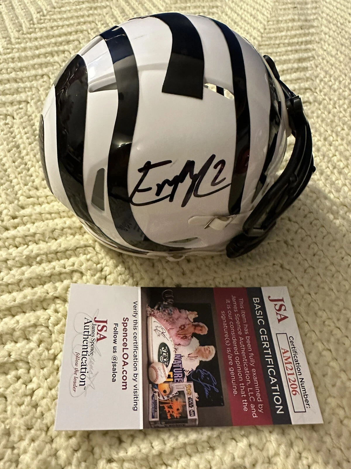 Evan McPherson Bengals Signed White Tiger Mini Helmet JSA Authenticated COA
