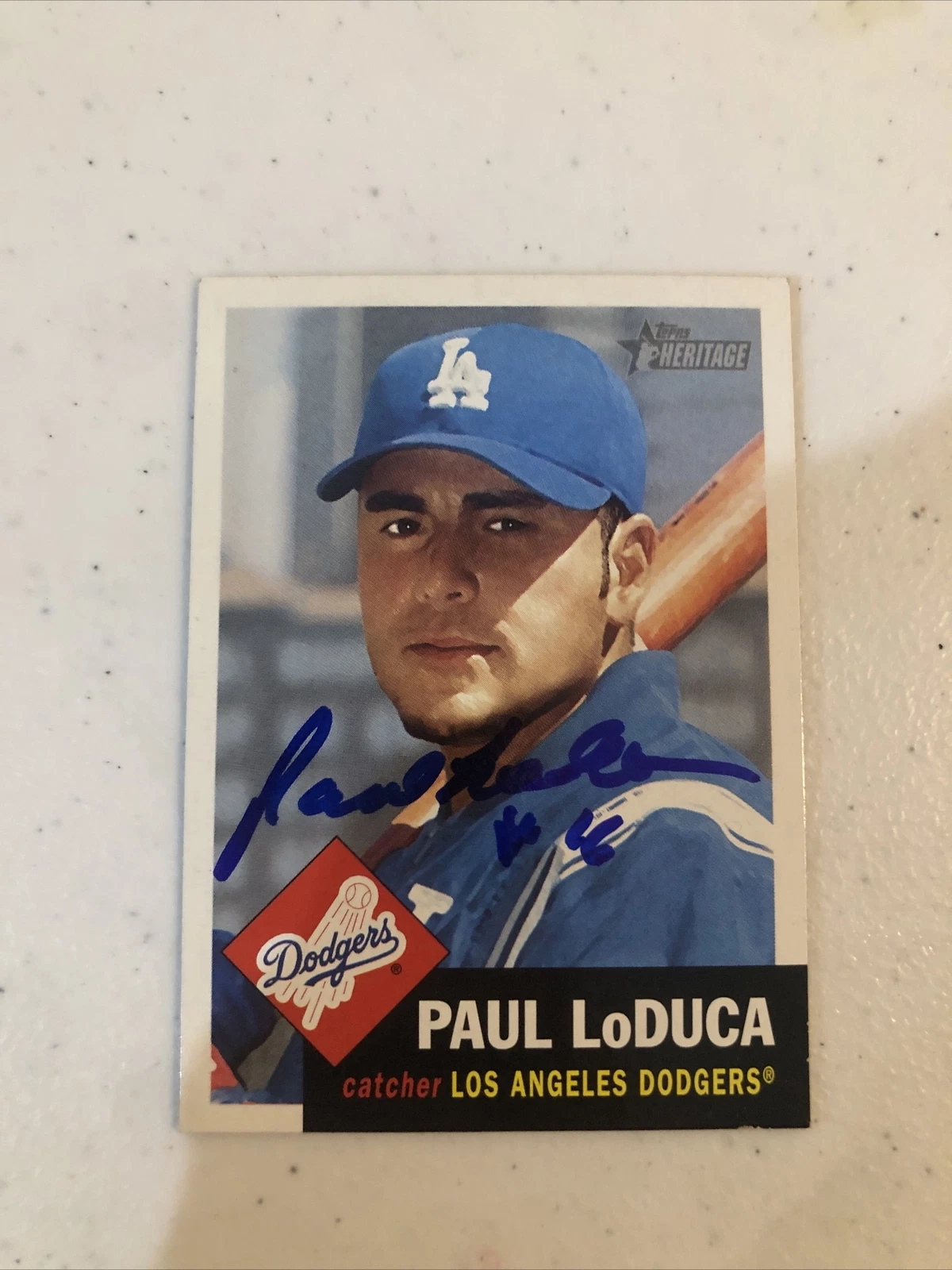PAUL LO DUCA SIGNED AUTOGRAPH 2002 TOPPS HERITAGE TRADING CARD DODGERS
