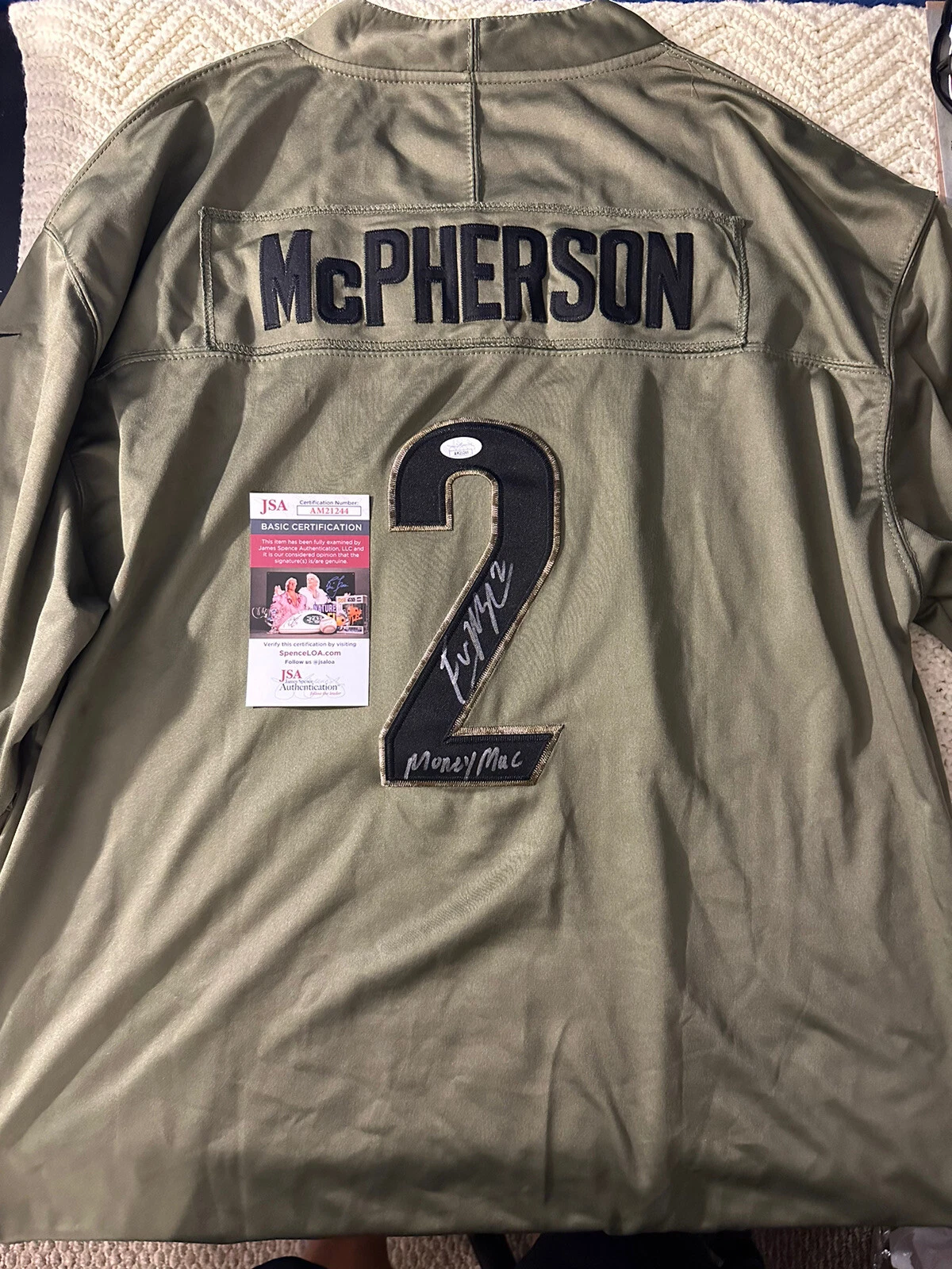 Evan McPherson SIGNED Bengals Jersey Stitched XL JSA Authentication COA Salute 2
