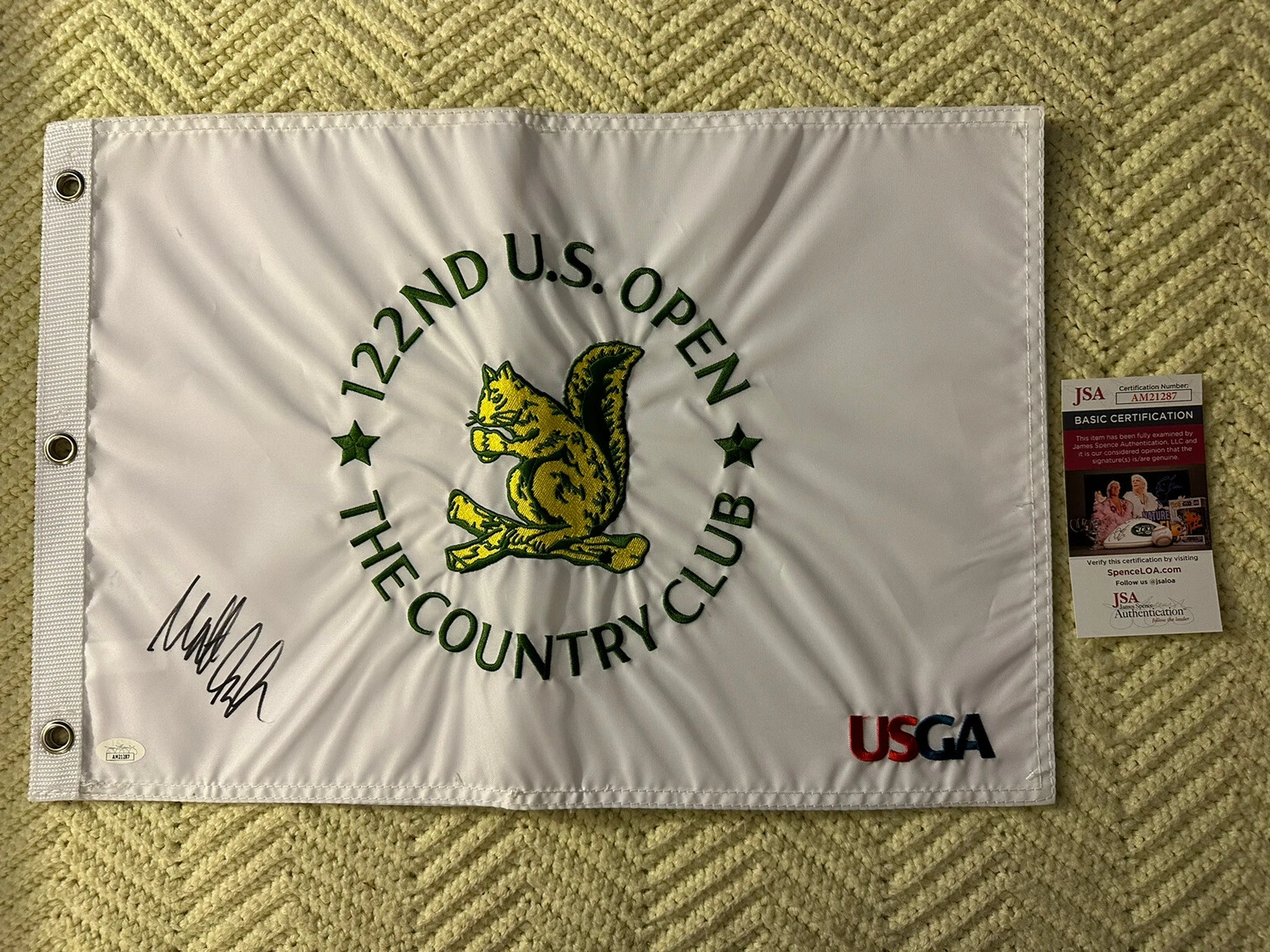 Matthew Fitzpatrick SIGNED 2021 US Open Golf Flag JSA Authenticated COA Winner
