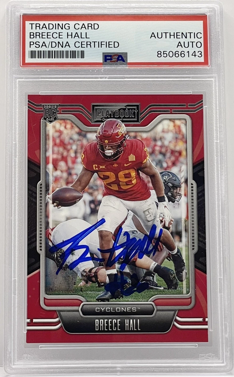 Breece Hall Signed 2022 Chronicles Playbook Rookie Card Jets PSA/DNA Slabbed
