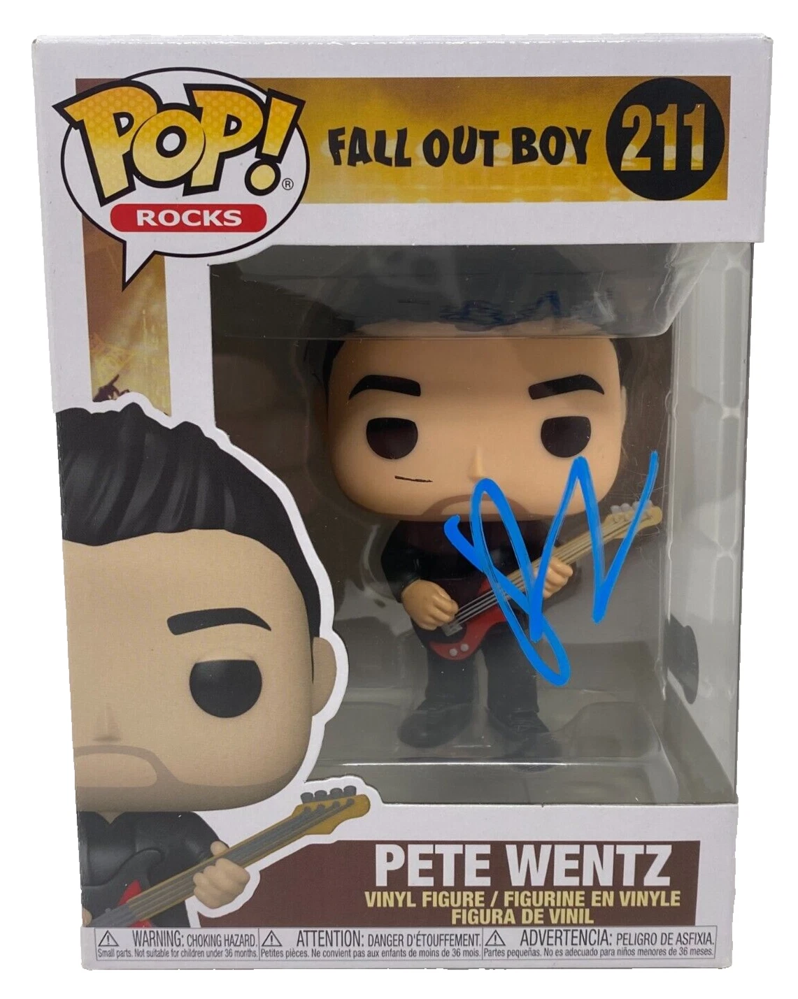 Pete Wentz Signed Funko Pop Rocks Fall Out Boy Pete Wentz #211 Autograph BAS COA
