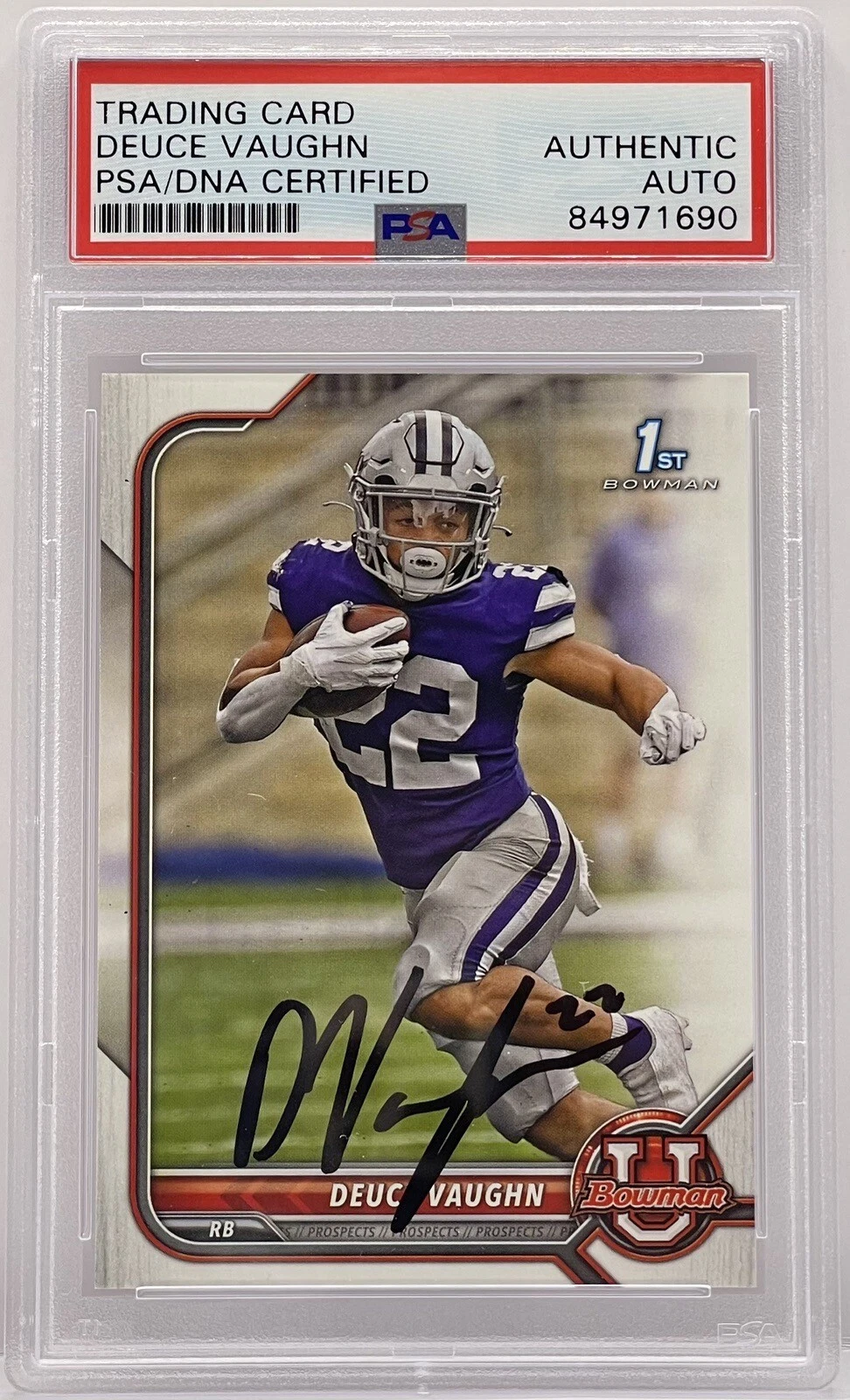 Deuce Vaughn Signed Auto 2022 Bowman Rookie Card Dallas Cowboys PSA/DNA Slab
