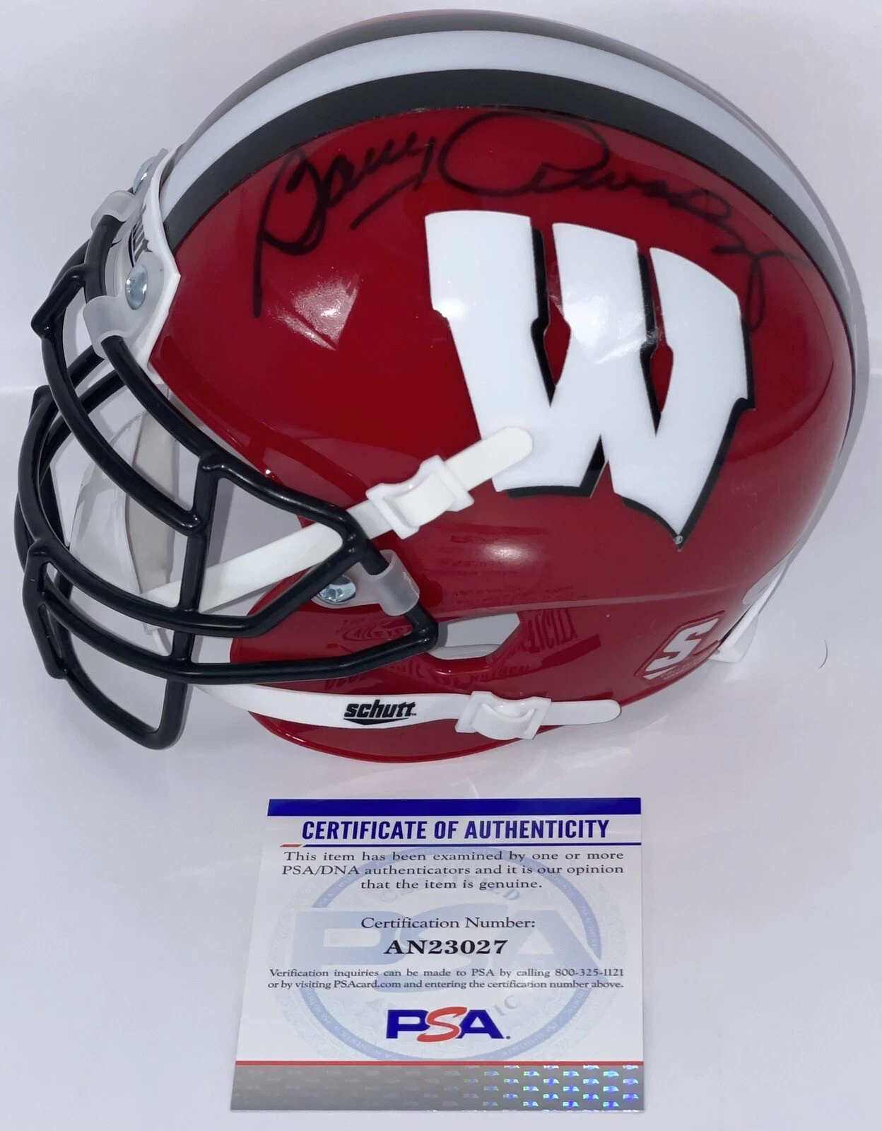 Barry Alvarez Signed Autographed Wisconsin Badgers Mini Helmet PSA/DNA COA
