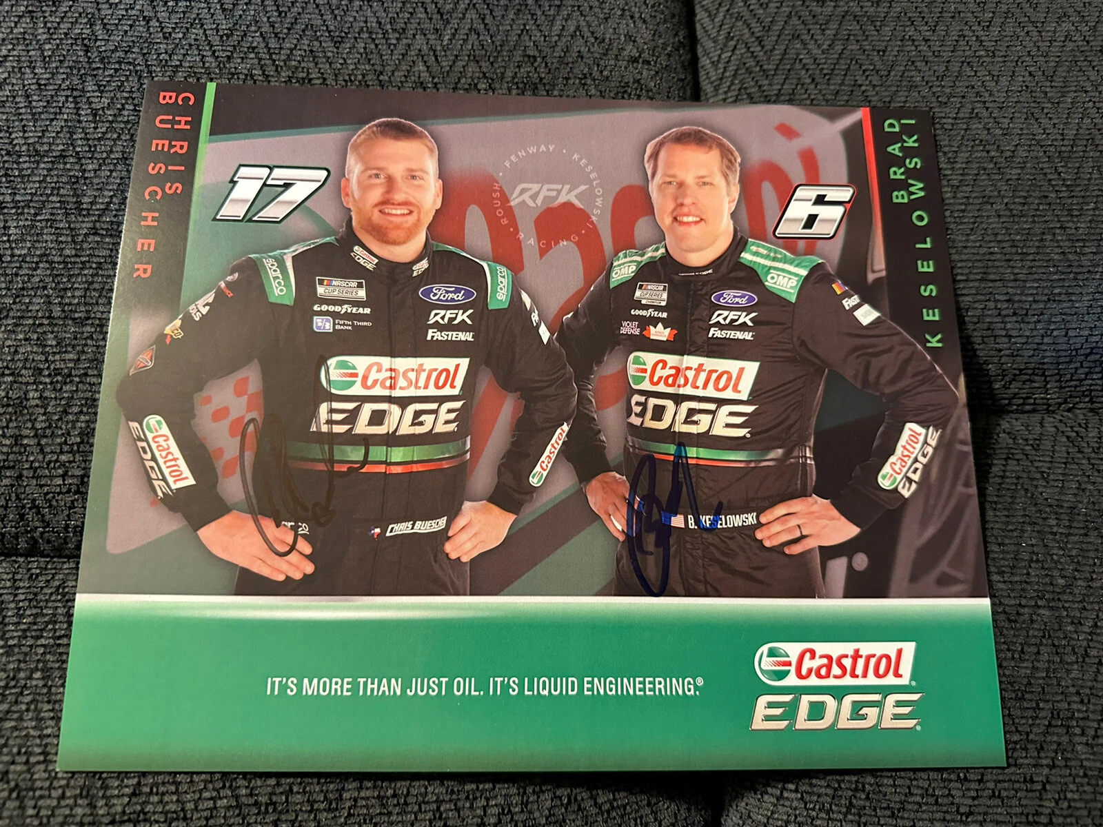 Brad Keselowski Chris Buescher Signed Promo Hero Card Nascar Cup 2023 Autograph
