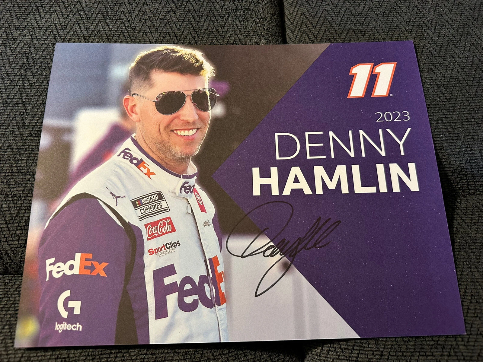 Denny Hamlin Signed Promo Hero Card Nascar Cup Autographed 2023
