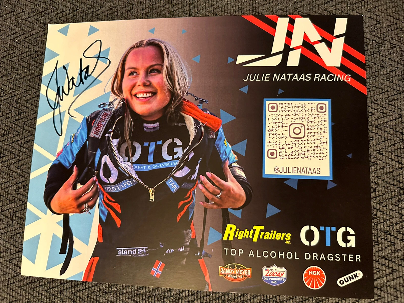 Julie Nataas Signed Promo Hero Card Nhra Drag Racing Autographed 2023
