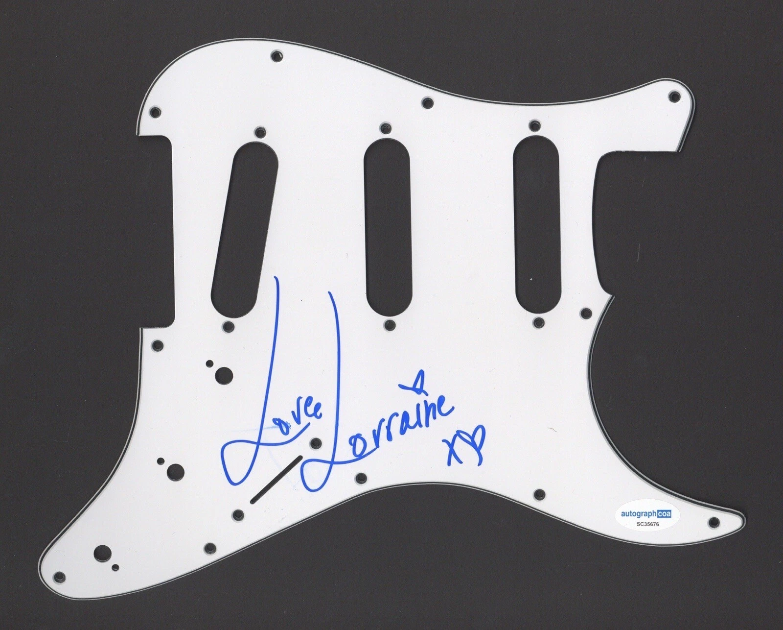 LORRAINE LEWIS VIXEN FEMME FATALE SIGNED AUTOGRAPH STRAT GUITAR PICKGUARD ACOA
