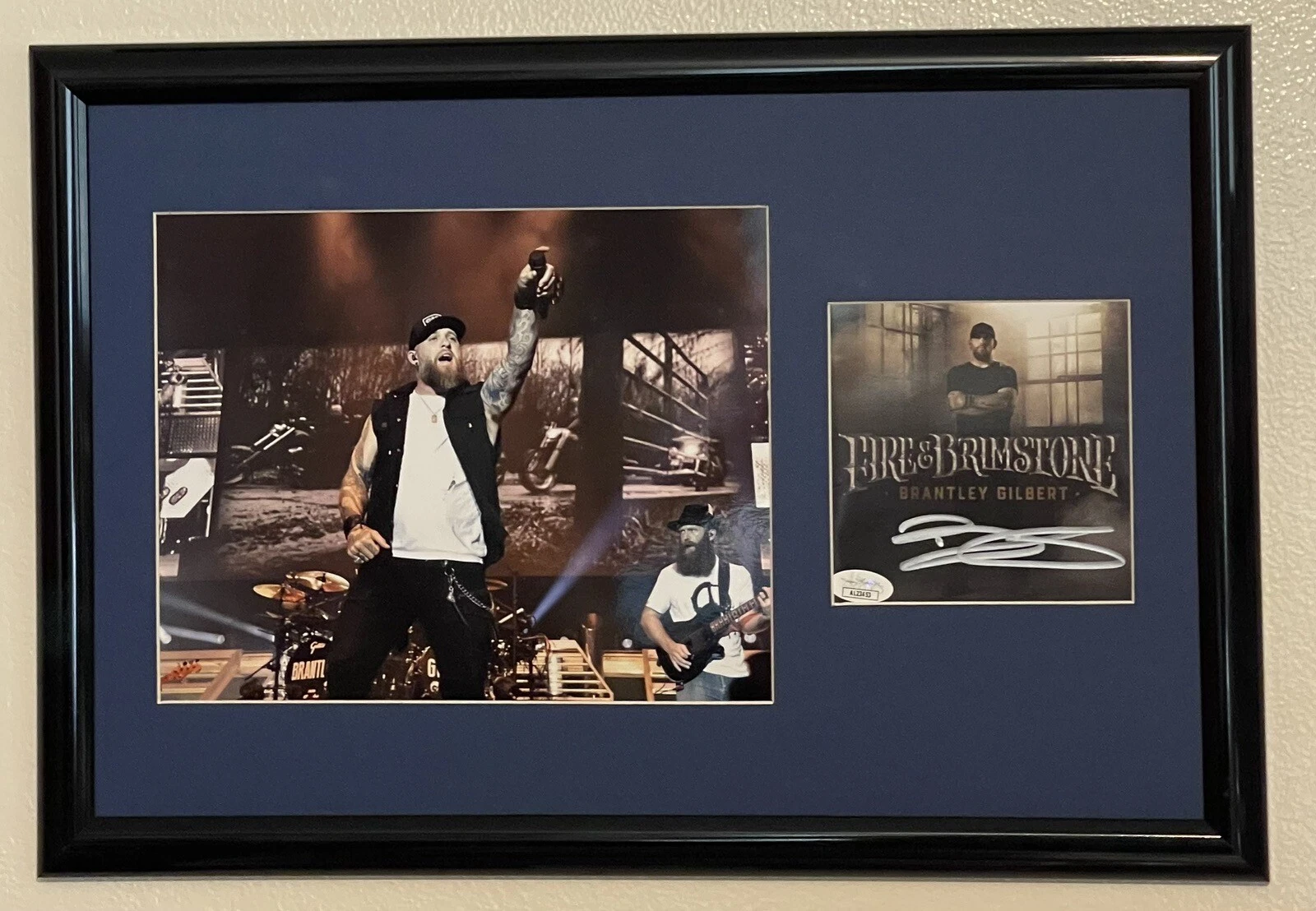 Brantley Gilbert Signed Auto Fire & Brimstone Custom Framed Cd Cover JSA
