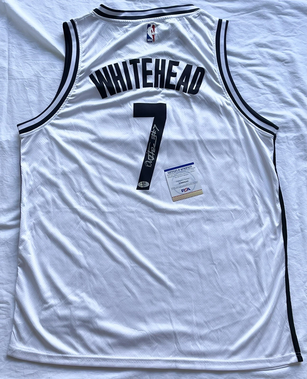 Dariq Whitehead Signed Autographed Brooklyn Nets White Jersey PSA/DNA
