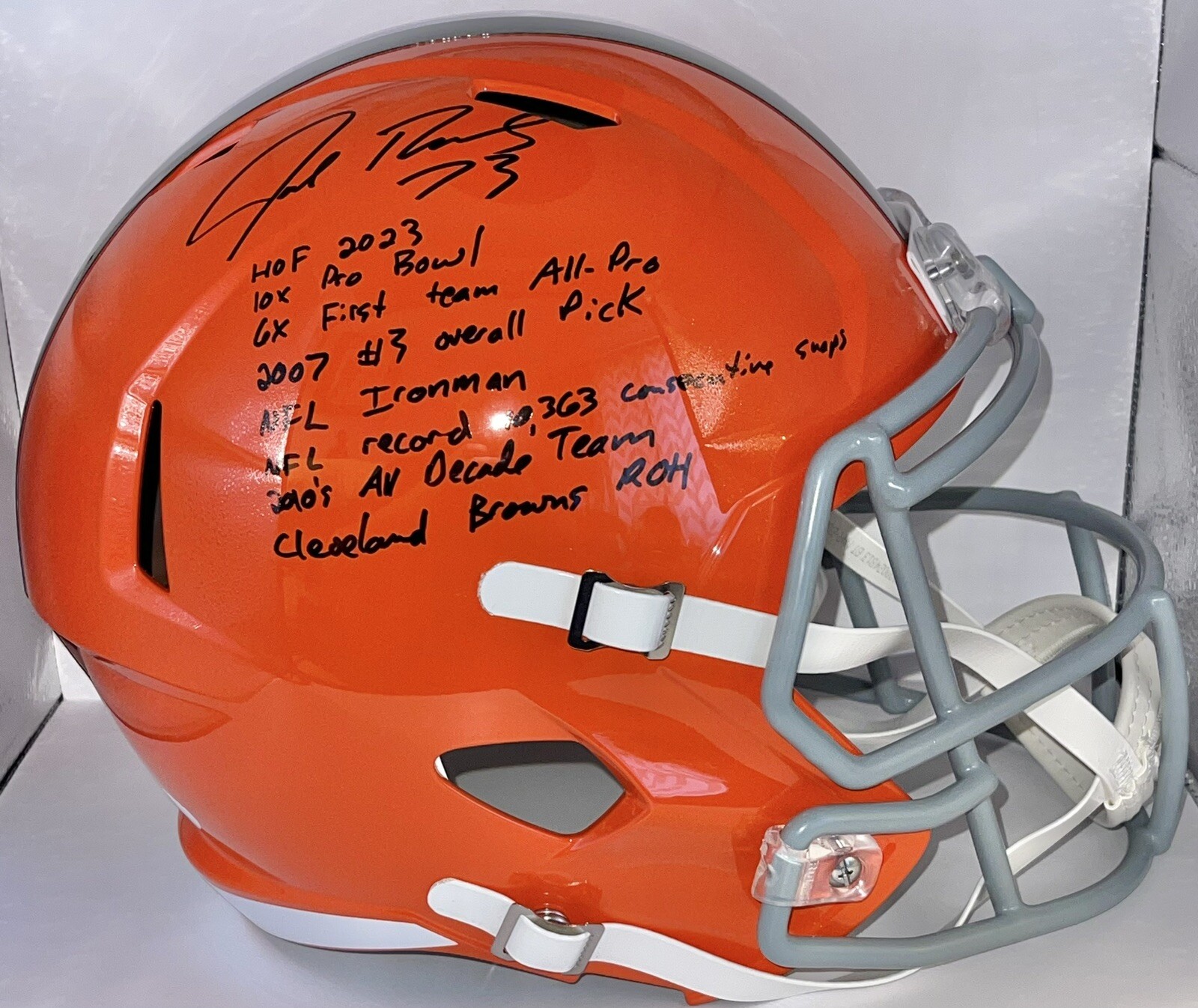 Joe Thomas Signed Full Size Cleveland Browns Helmet JSA 8 Inscriptions Rare
