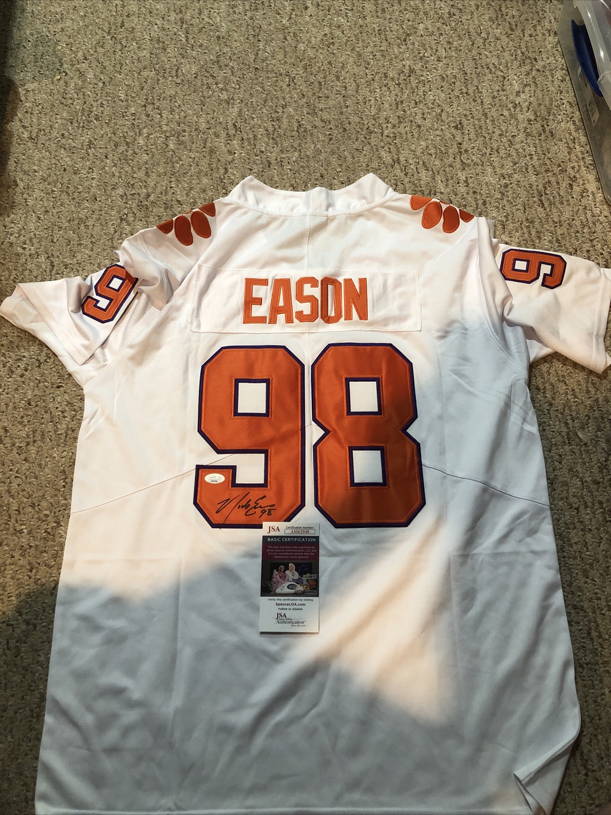 New ListingCLEMSON TIGERS- NICK EASON SIGNED AUTOGRAPH JERSEY JSA COA FOOTBALL
