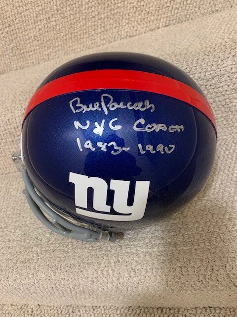 BILL PARCELLS SIGNED FULL SIZE RIDDEL GIANTS STAT HELMET+JSA 7 INSCRIPTIONS
