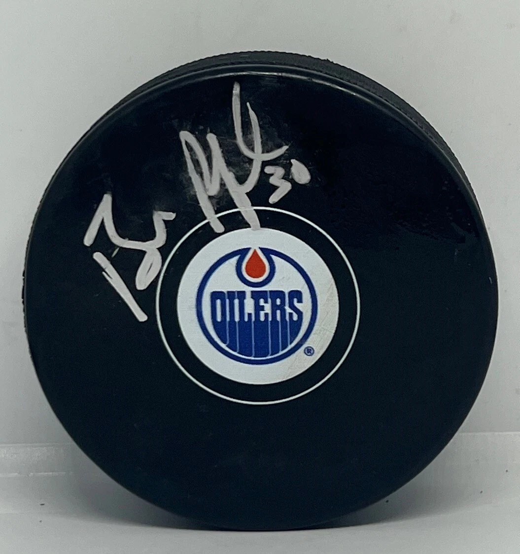 Bill Ranford signed Edmonton Oilers Logo Puck autographed Beckett
