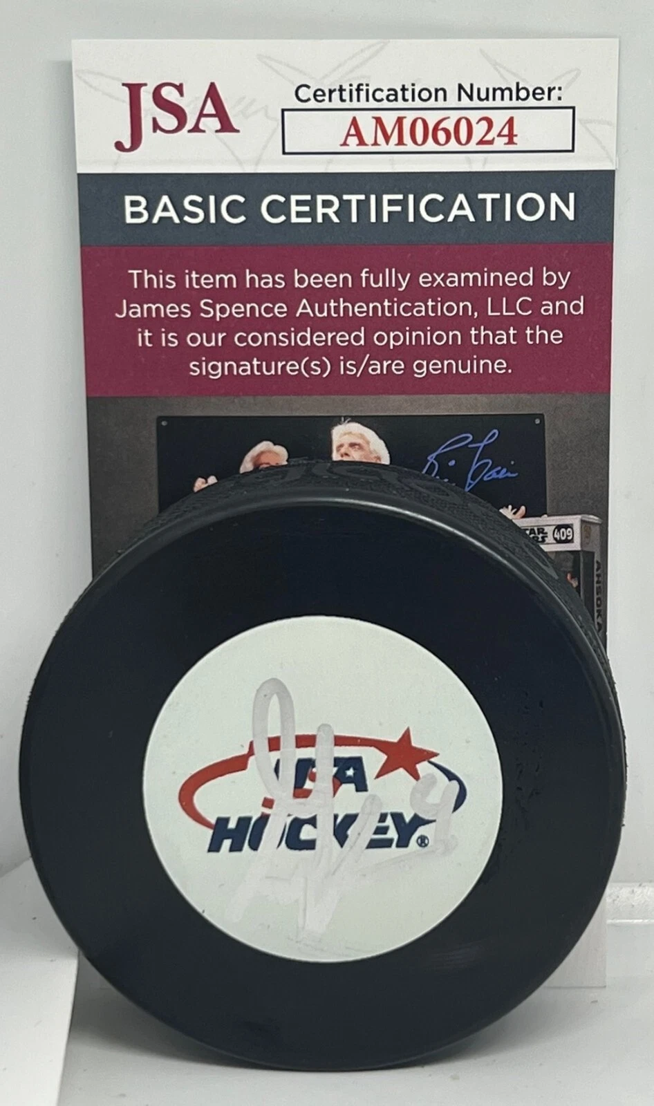 Gabe Perreault New York Rangers signed Team USA Puck autographed JSA
